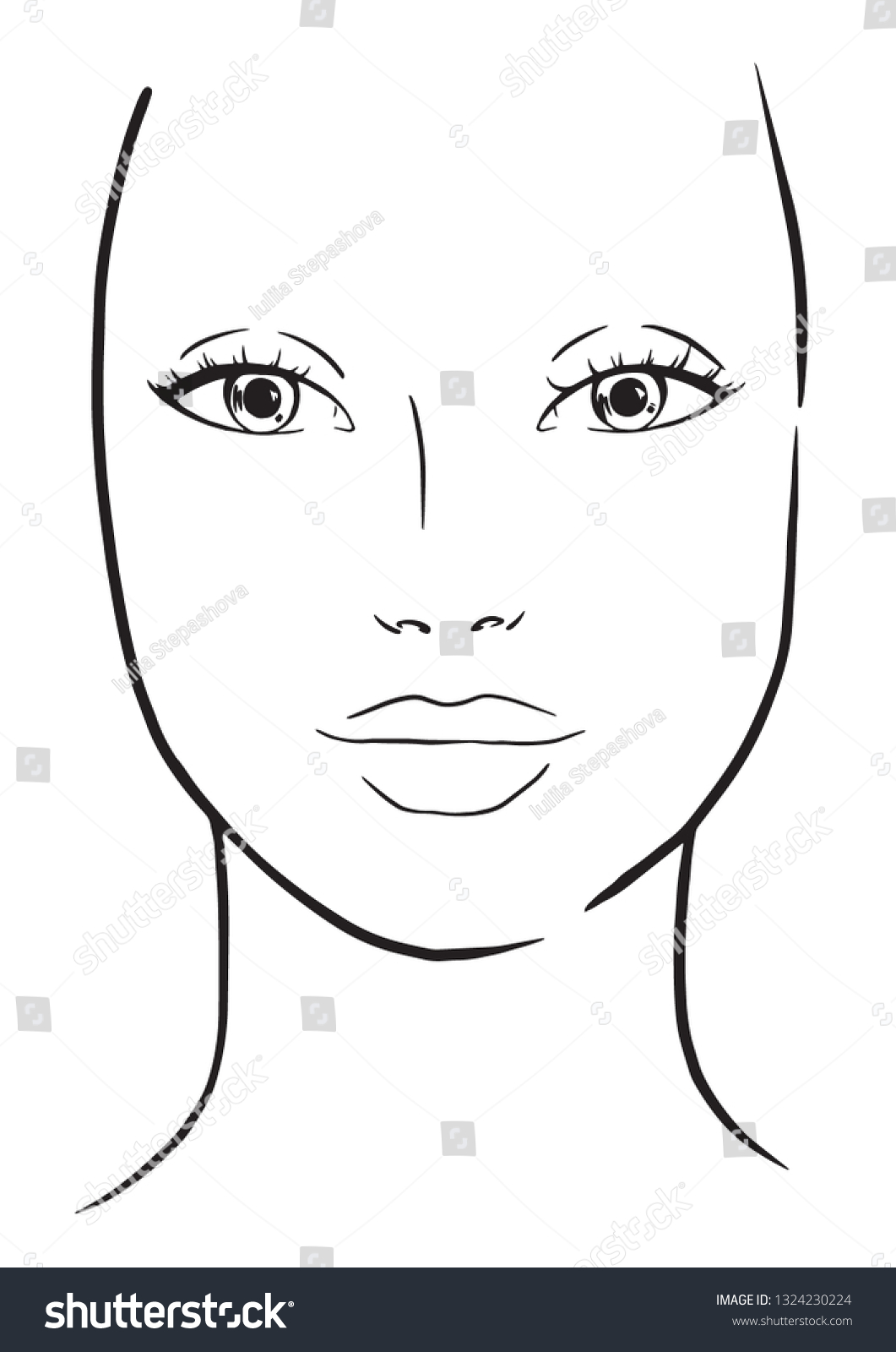 Face Chart Makeup Artist Blank Template Stock Vector Royalty Free 1324230224 Shutterstock