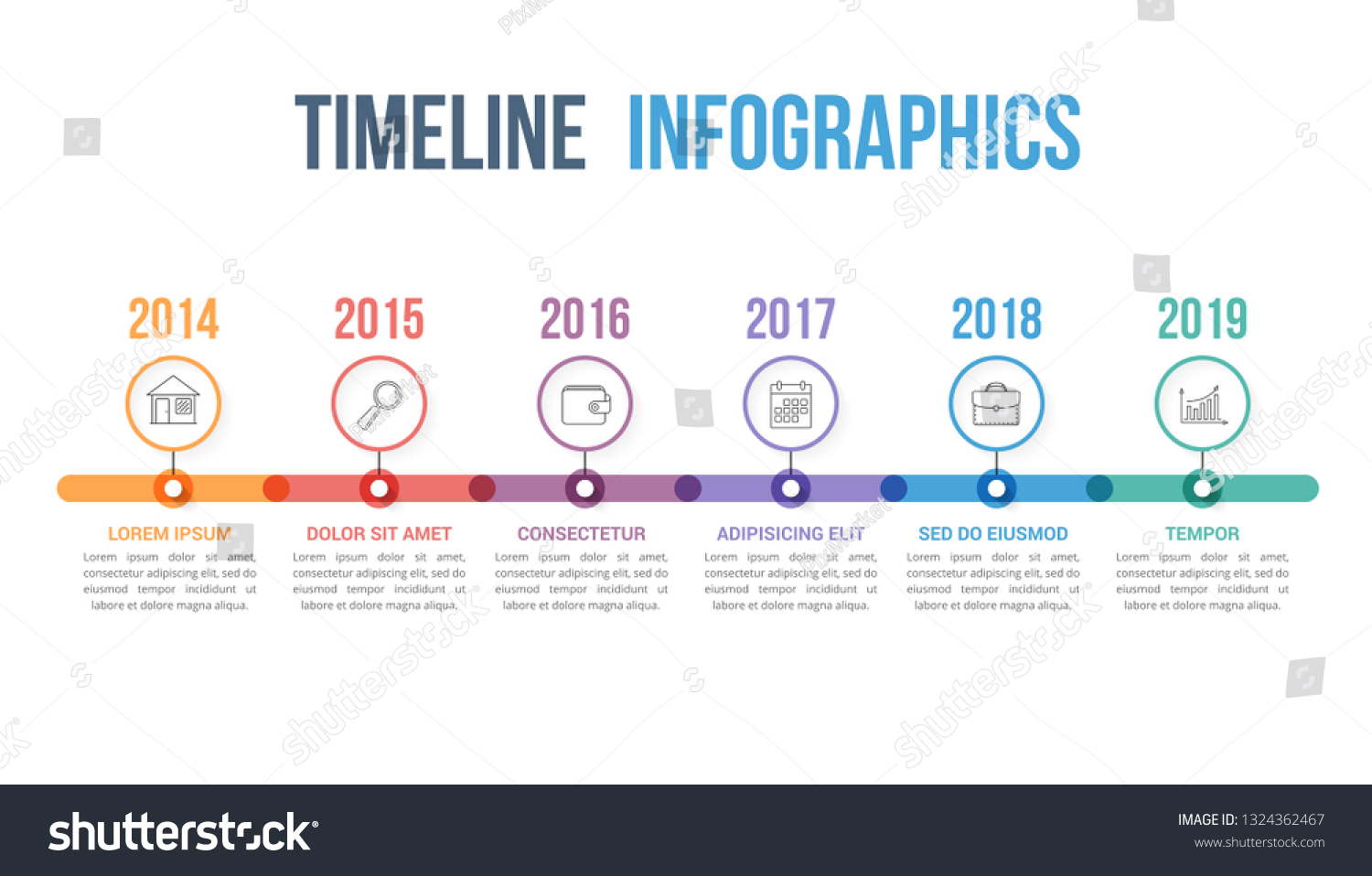 Project Timeline Five Stages Infographic Template Stock Vector (Royalty ...