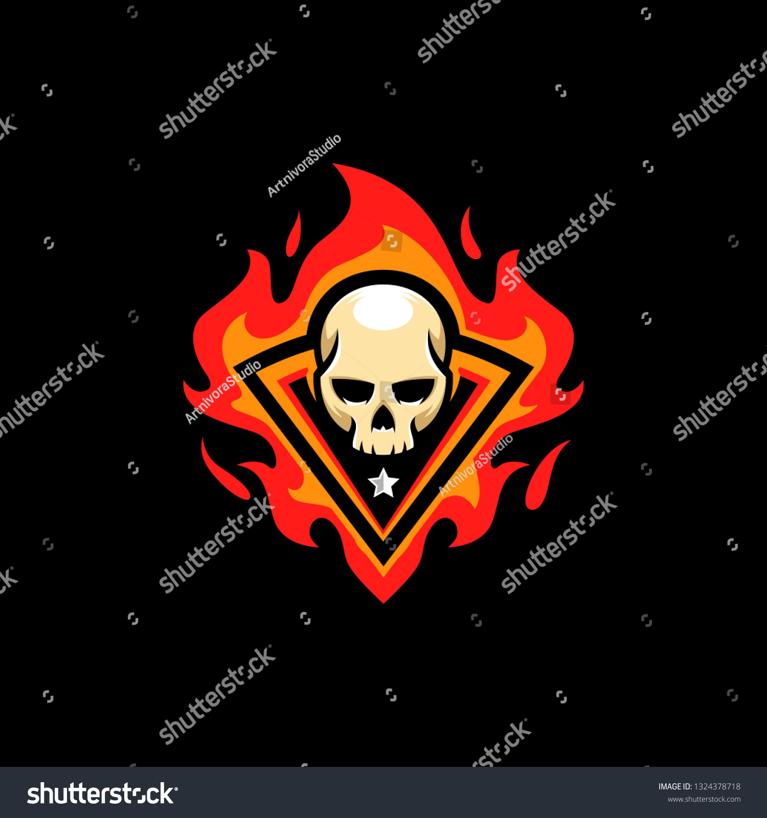 Skull Fire Illustration Vector Template Suitable Stock Vector (Royalty ...