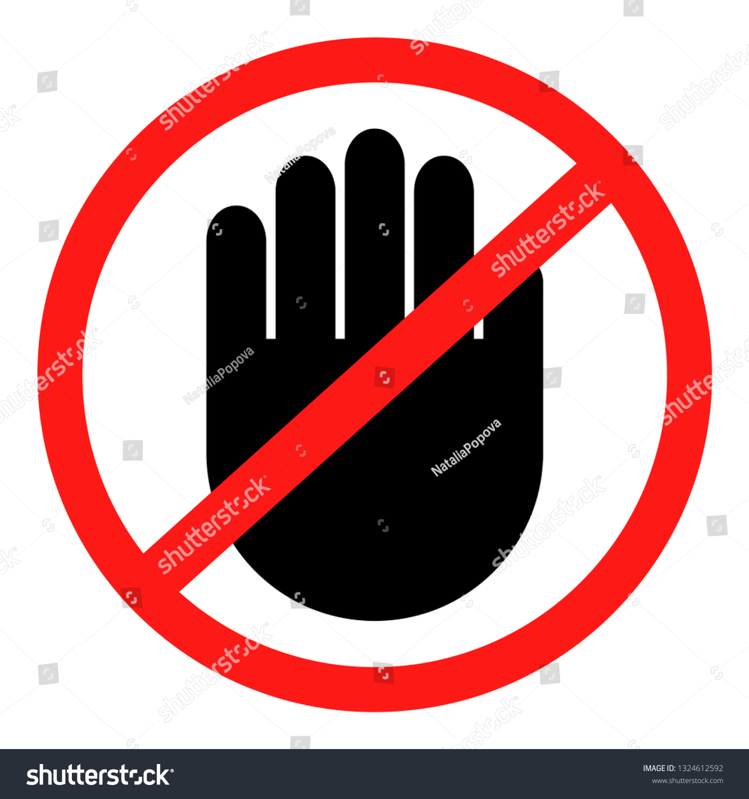 No Entry Red Stop Hand Sign Stock Vector (Royalty Free) 1324612592 ...