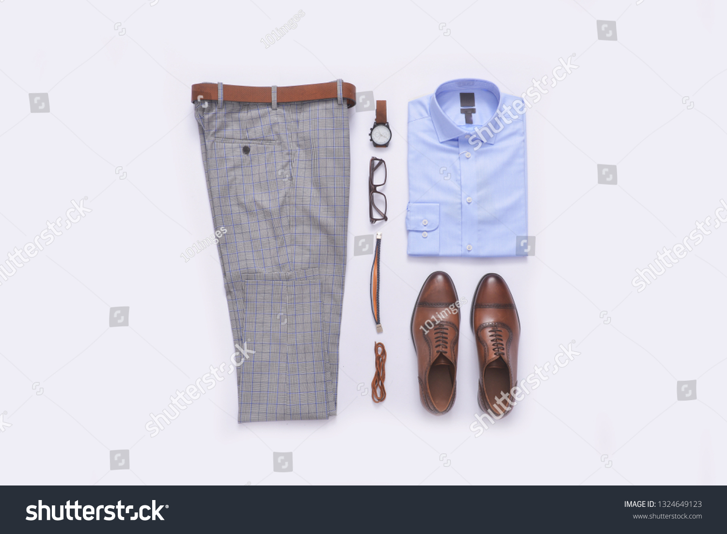 Flat Lay Set Classic Mens Fashion Stock Photo 1324649123 | Shutterstock