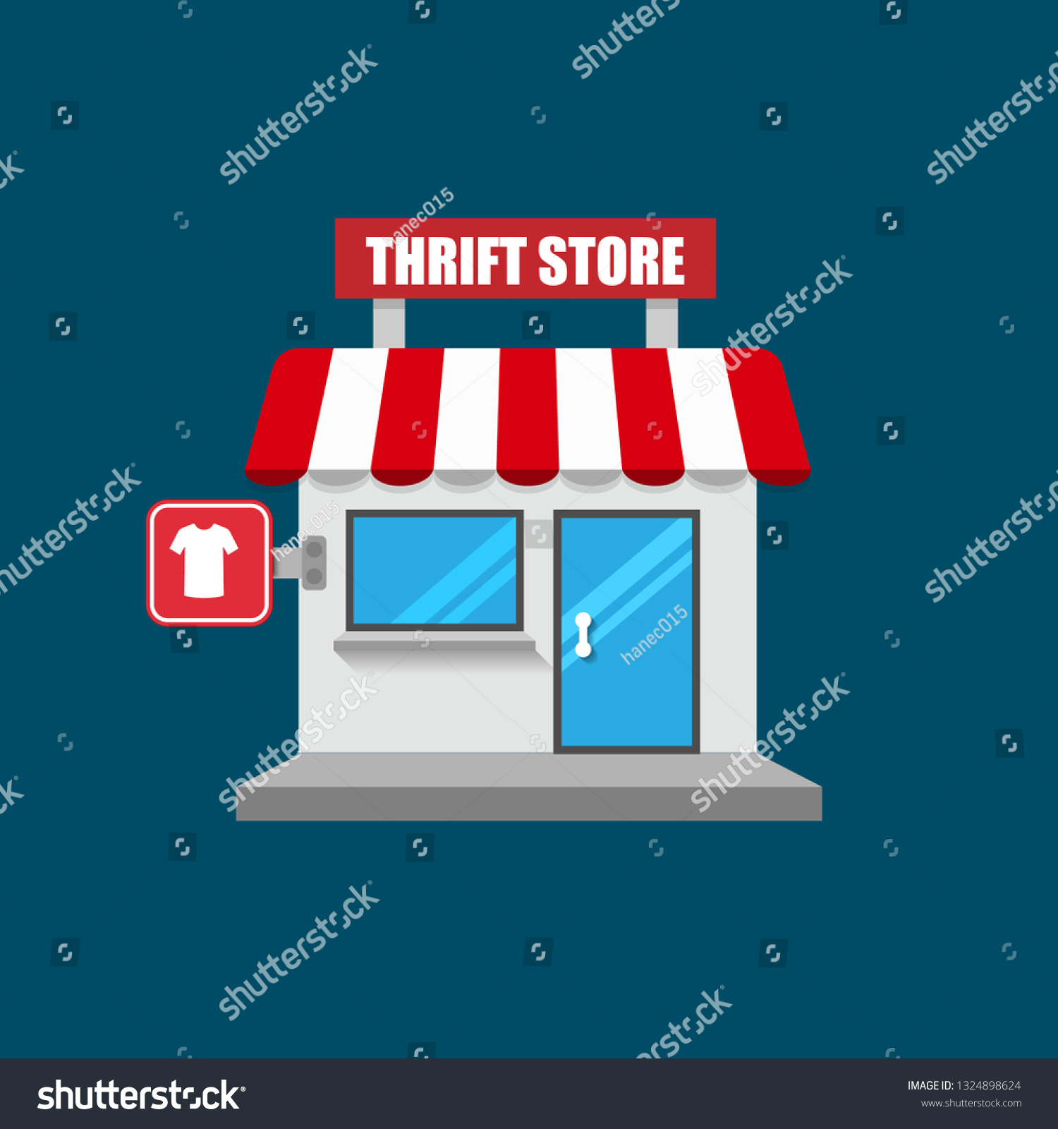 Thrift Store Front Exterior Facadeflat Designthrift Stock Vector ...