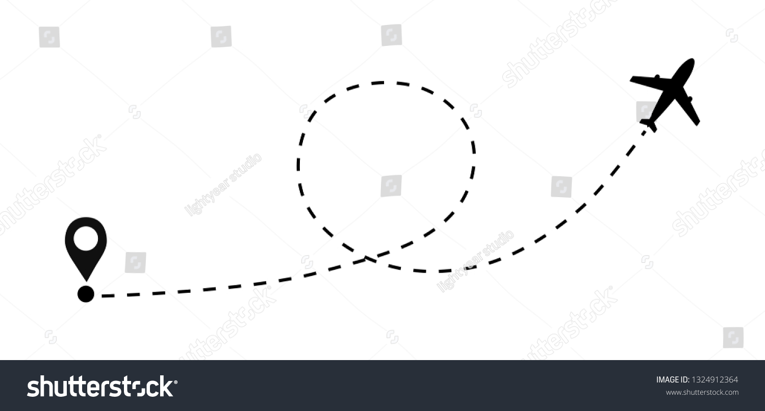 Airplane Dashed Lines Path Start Point Stock Vector (Royalty Free ...