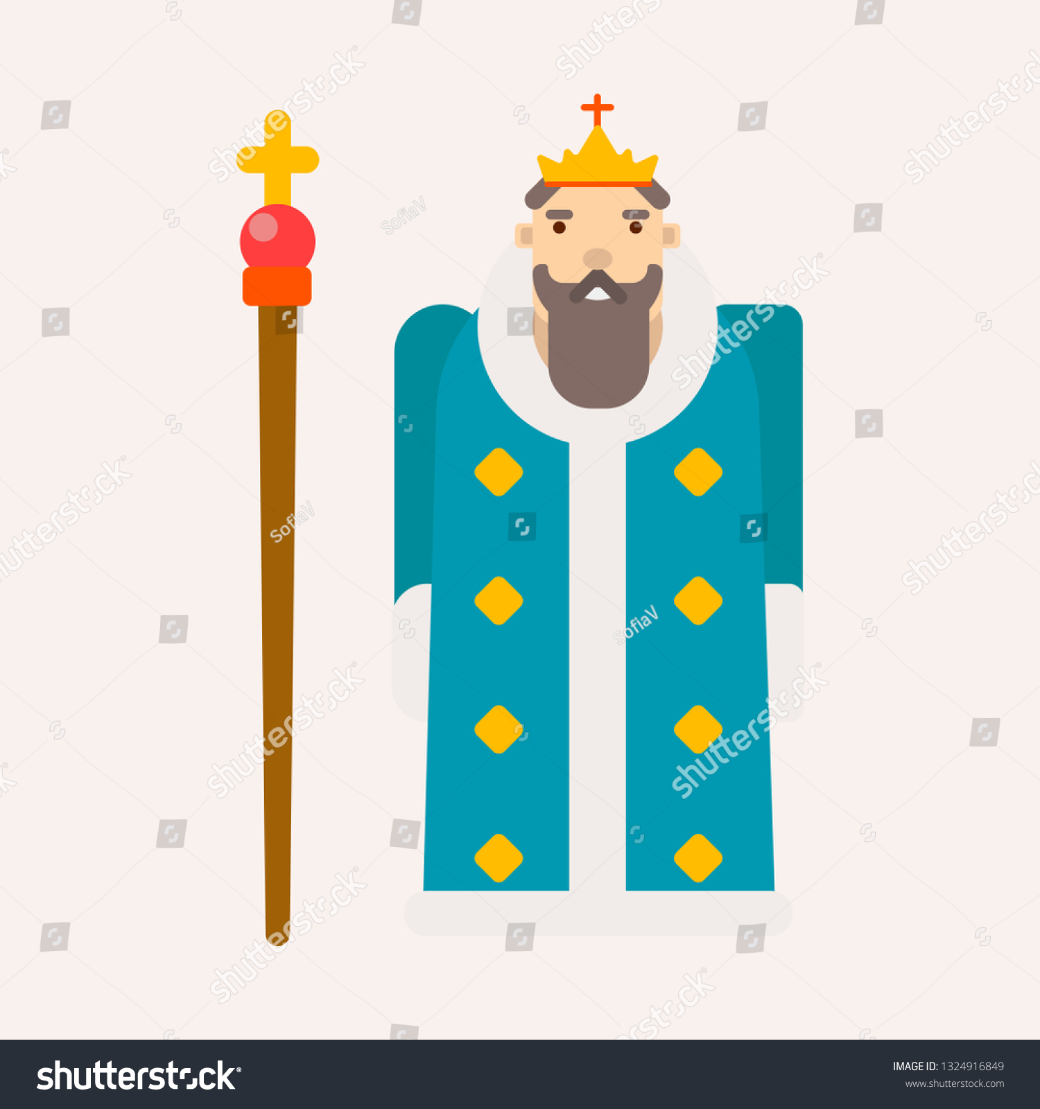 King Monarch Fairy Tale Isolated Male Stock Vector (Royalty Free ...