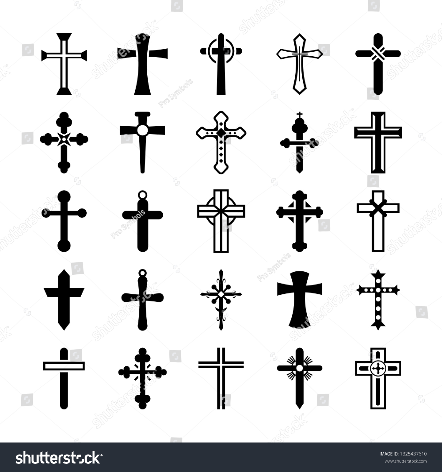 Cross Symbols Glyph Icons Pack Stock Vector (Royalty Free) 1325437610 ...