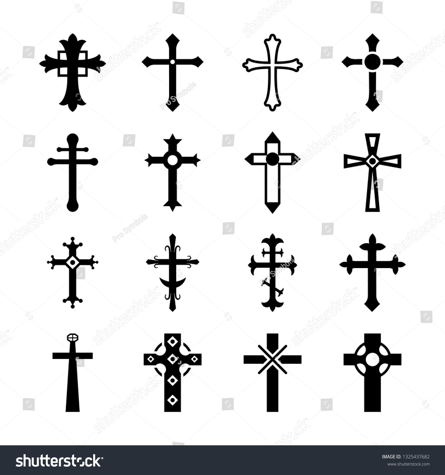 Cross Symbols Glyph Vectors Set Stock Vector (Royalty Free) 1325437682 ...