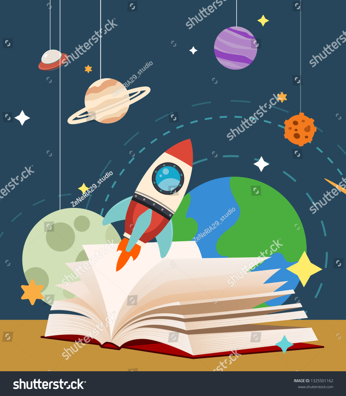 Banner Education About Space Galaxy Book Stock Vector (Royalty Free ...