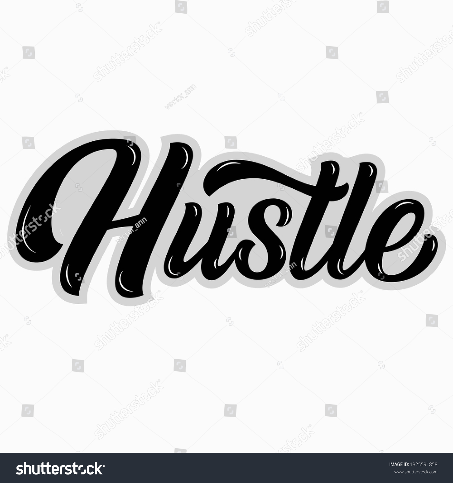 Hustle Brush Hand Lettering On White Stock Vector (Royalty Free ...