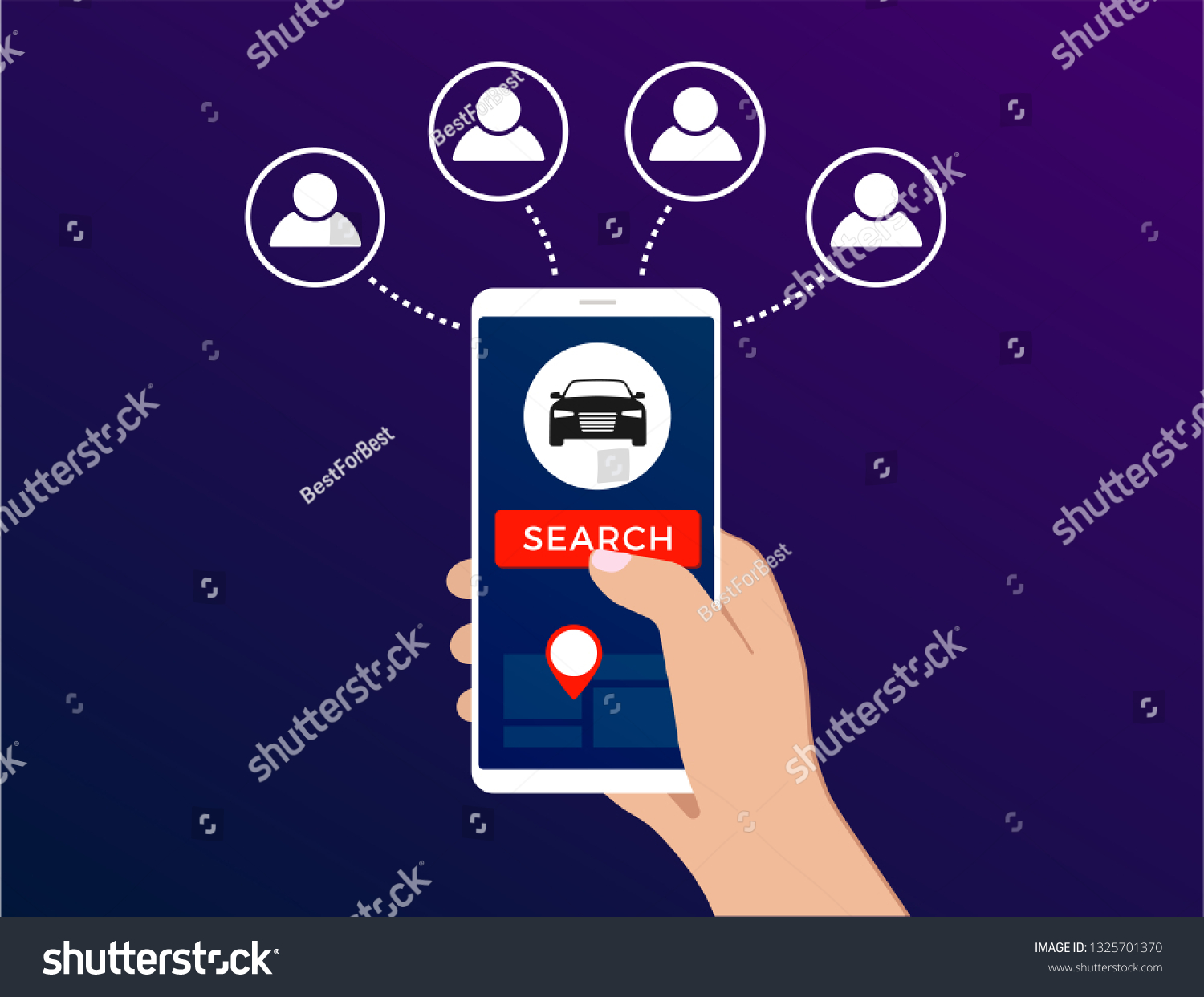 Carsharing Carpooling Service Flat Illustration Concept Stock Vector ...