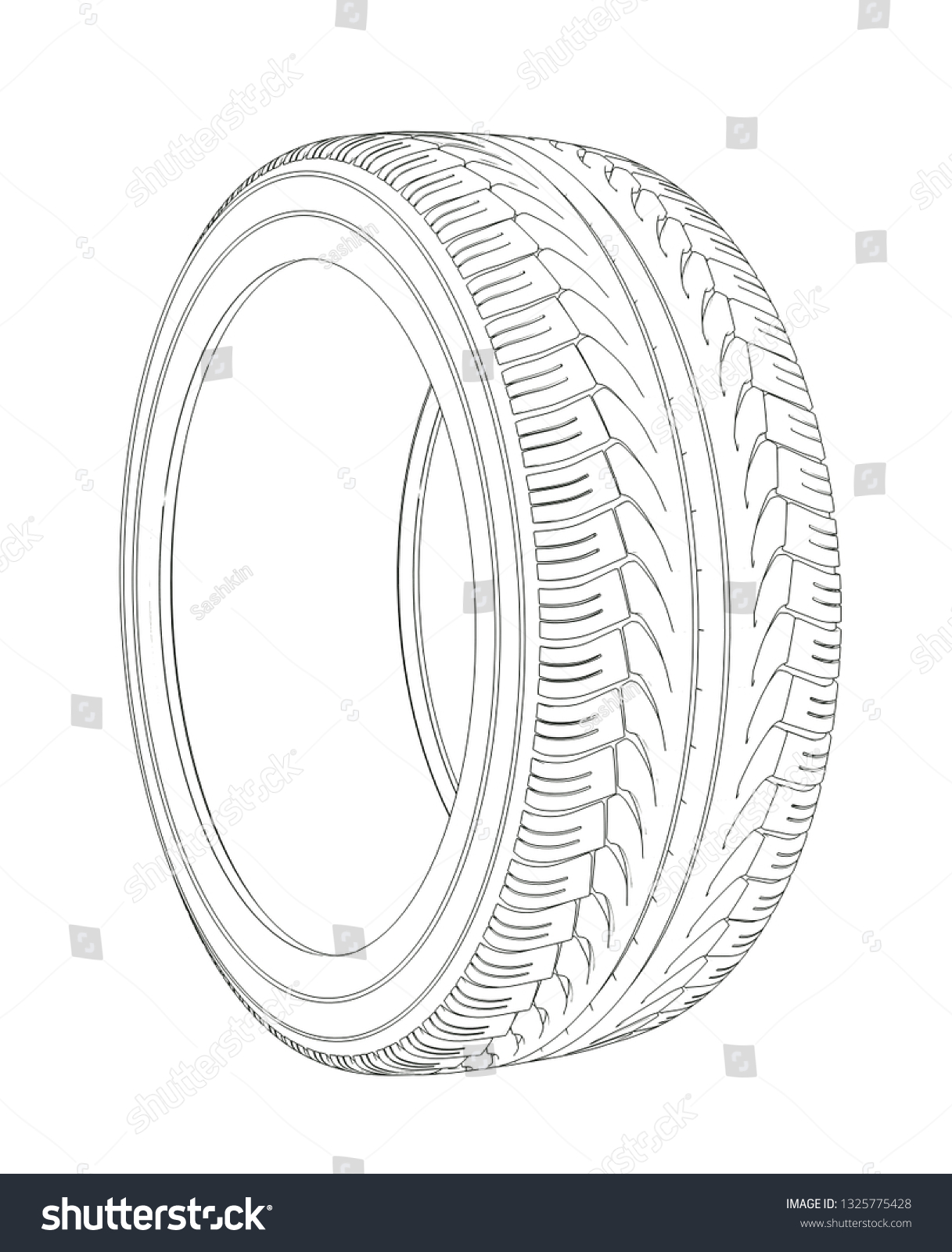 Tyre Lineart Outline Blueprint 3d Rendering Stock Illustration ...