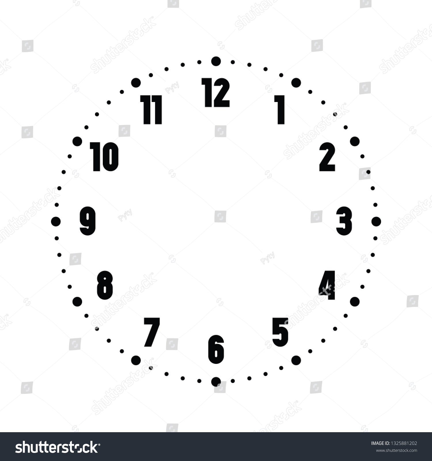 Clock Face Hour Dial Numbers Dots Stock Vector (Royalty Free ...