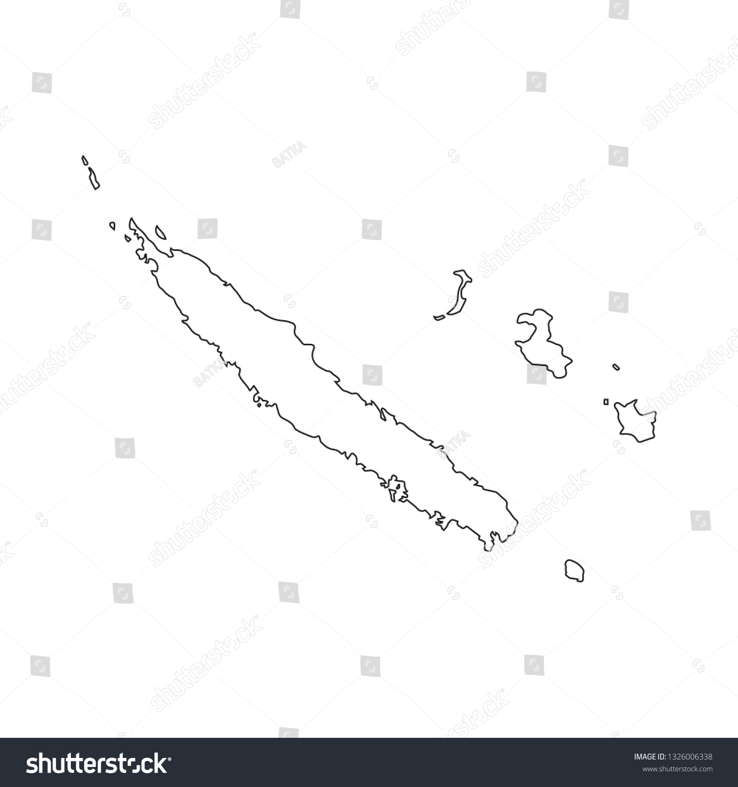 New Caledonia Outline Silhouette Map Illustration Stock Vector (Royalty ...