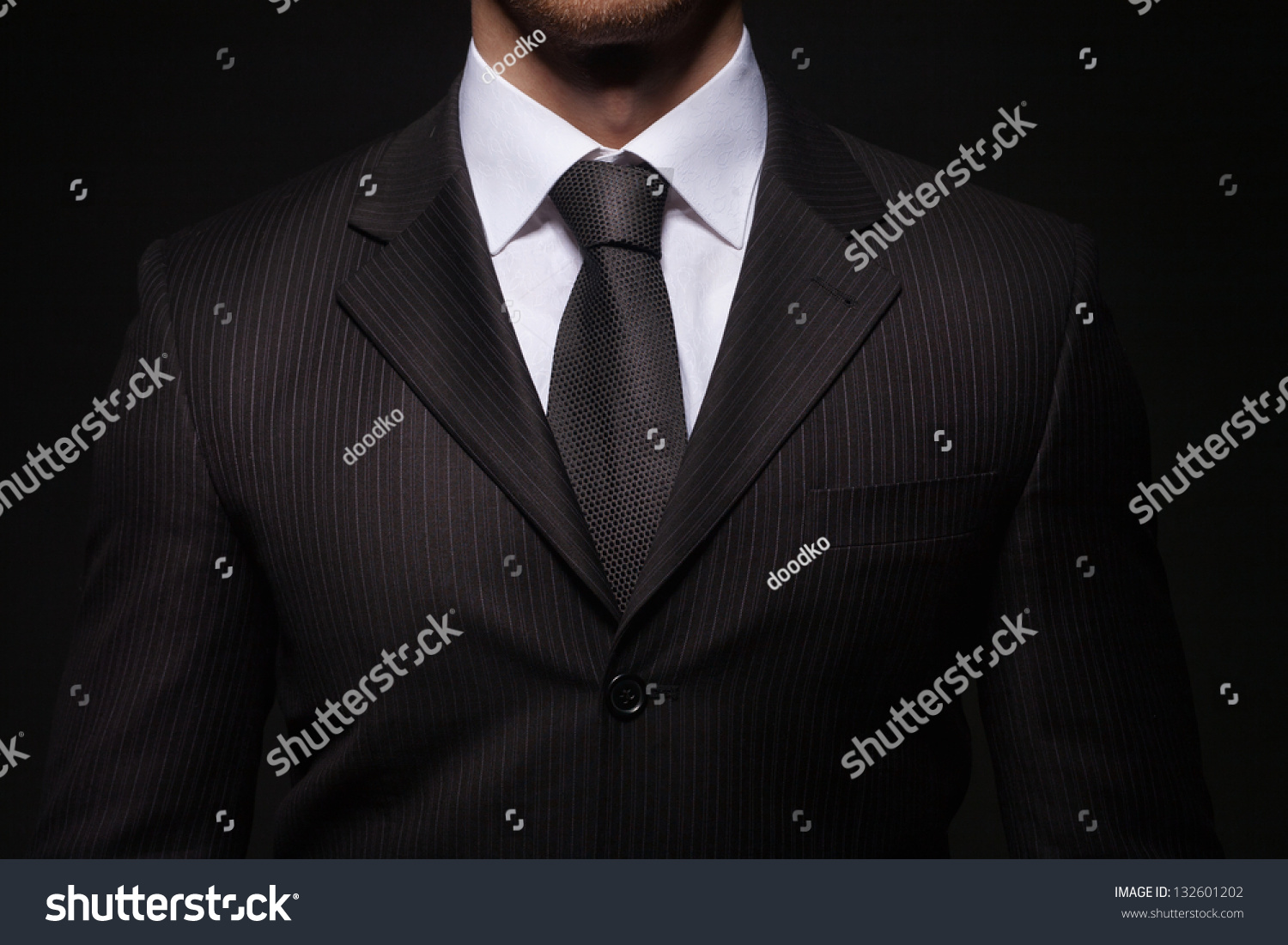 Closeup Shoot Businessman On Dark Background Stock Photo 132601202 ...