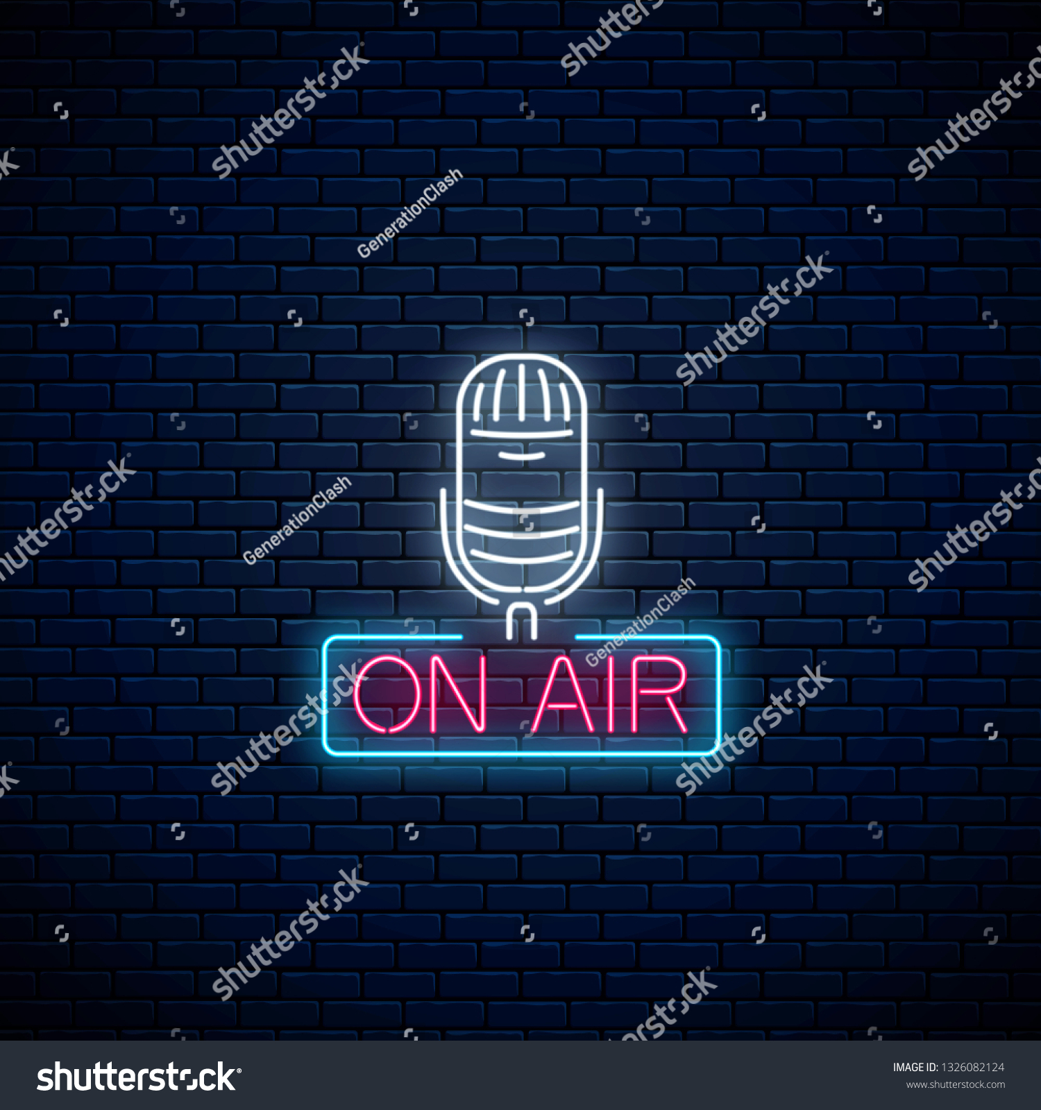 Neon On Air Sign Microphone On Stock Vector (Royalty Free) 1326082124 ...