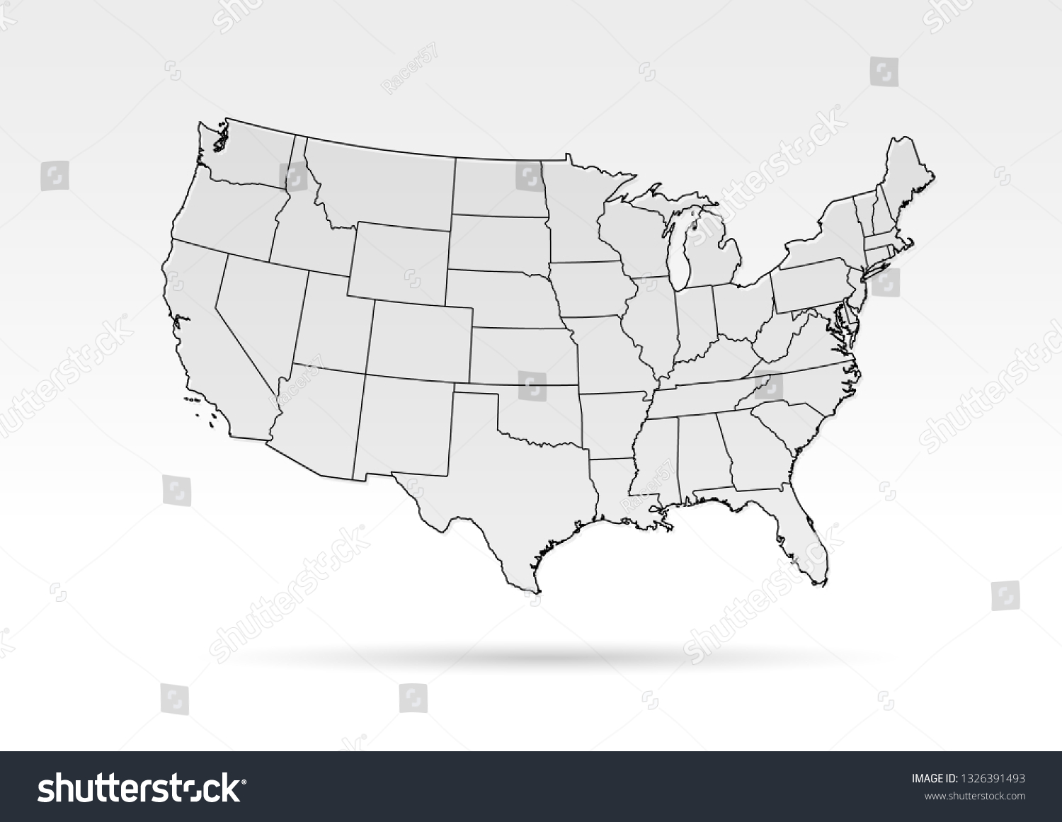 Usa Map Grey Modern Style Vector - Stock Vector Usa Map Grey Modern Style 1326391493