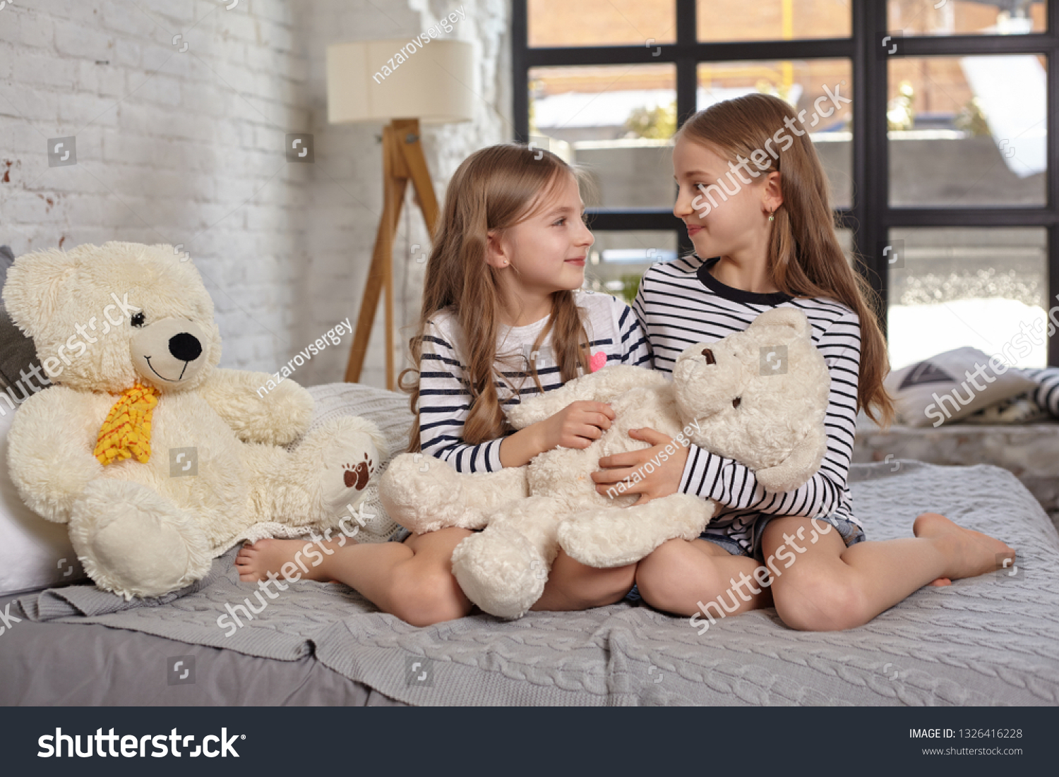 Image Two Little Sisters Sitting On Stock Photo 1326416228 | Shutterstock