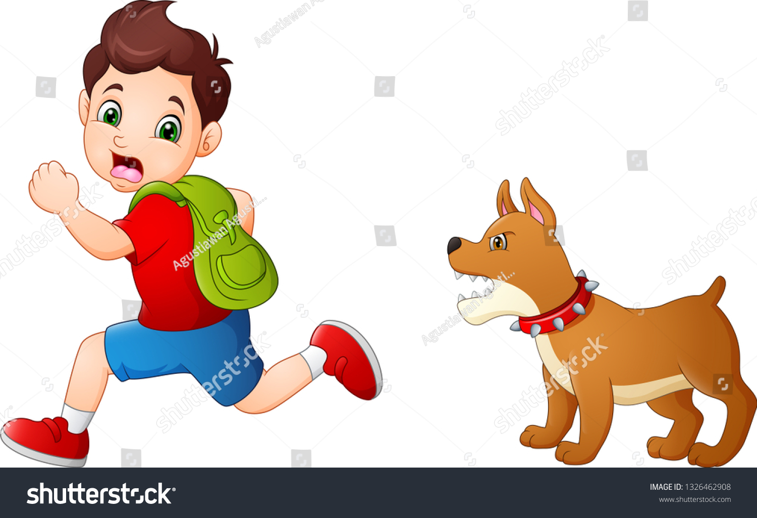 Мальчик убегает от собаки
