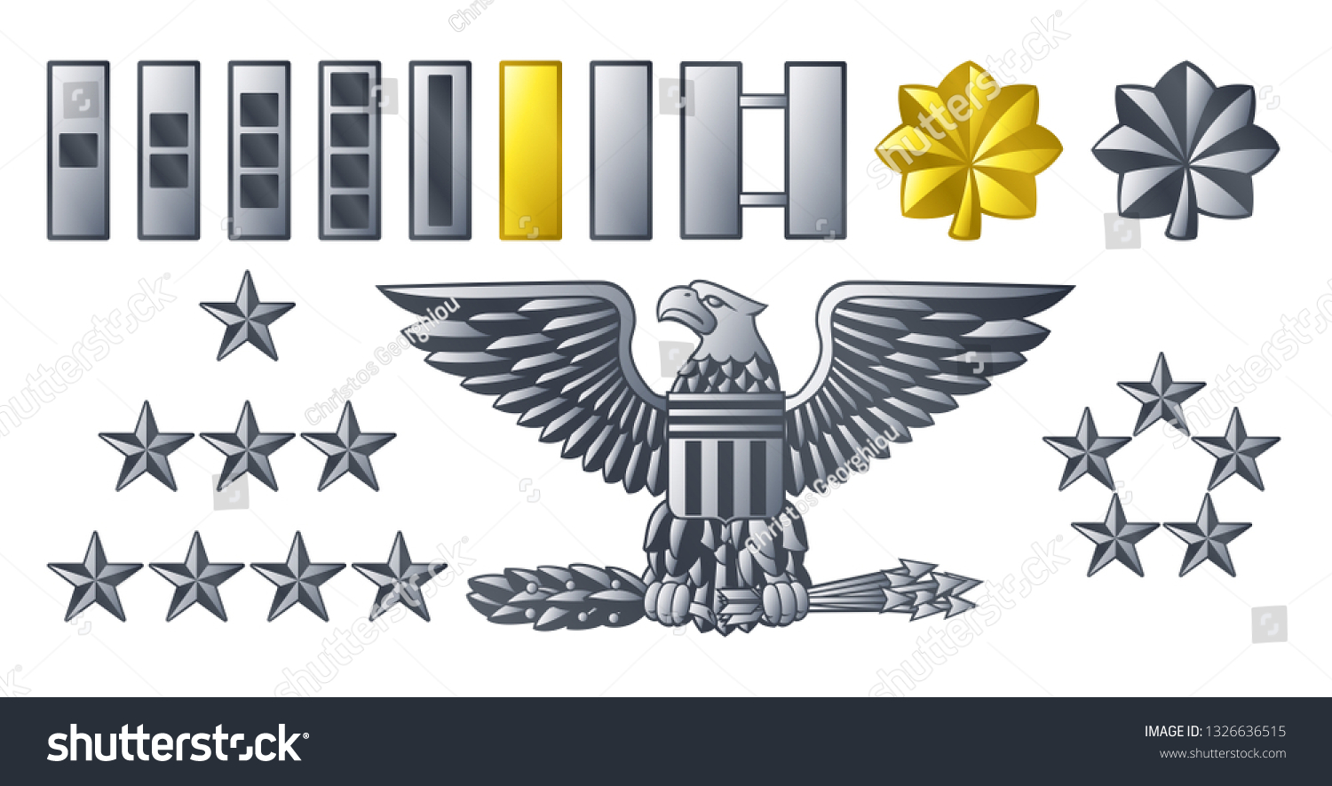 Military American Army Officer Ranks Insignia Stock Illustration ...