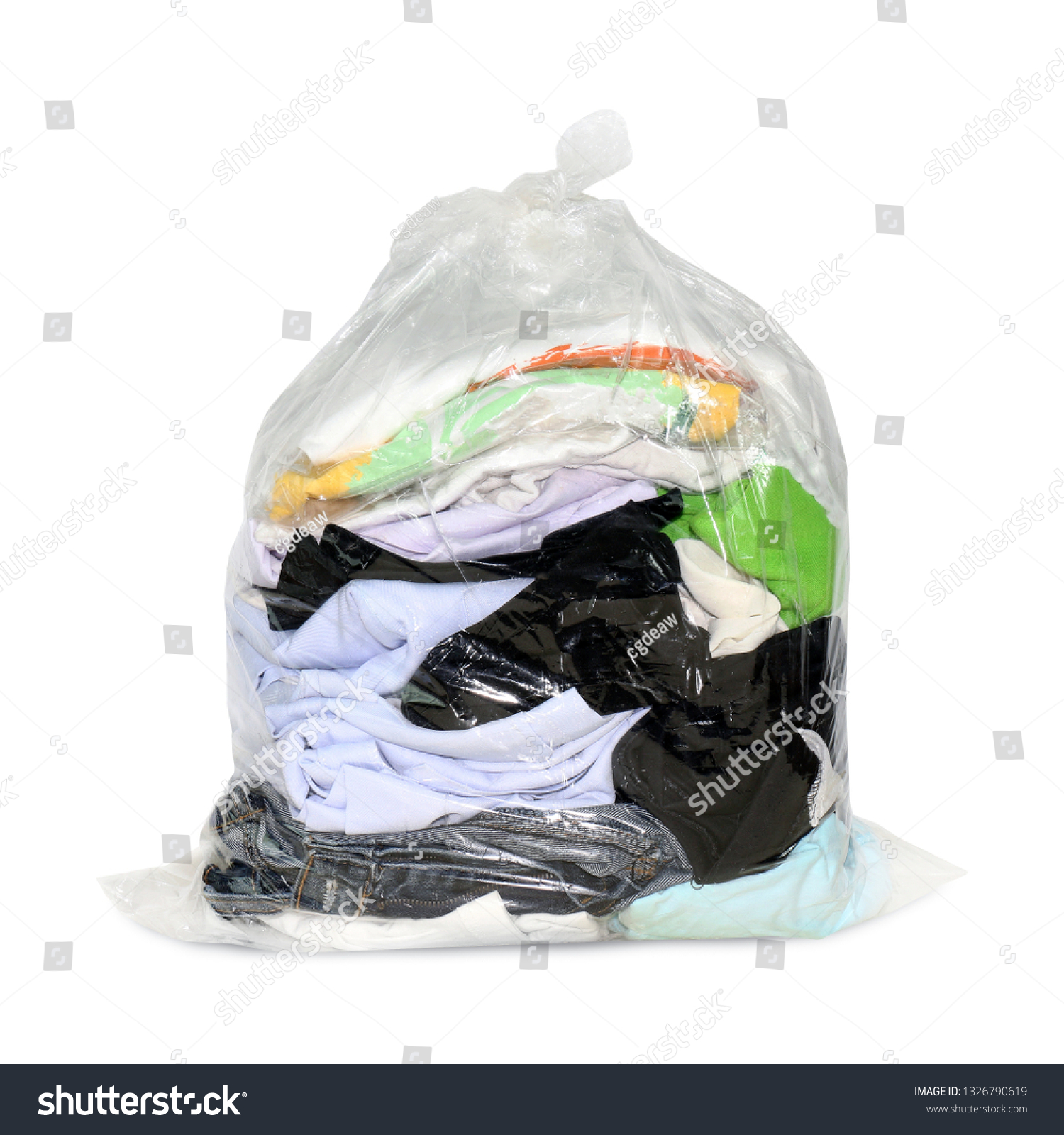 Second Hand Clothes Plastic Bag Isolated Stock Photo 1326790619 ...