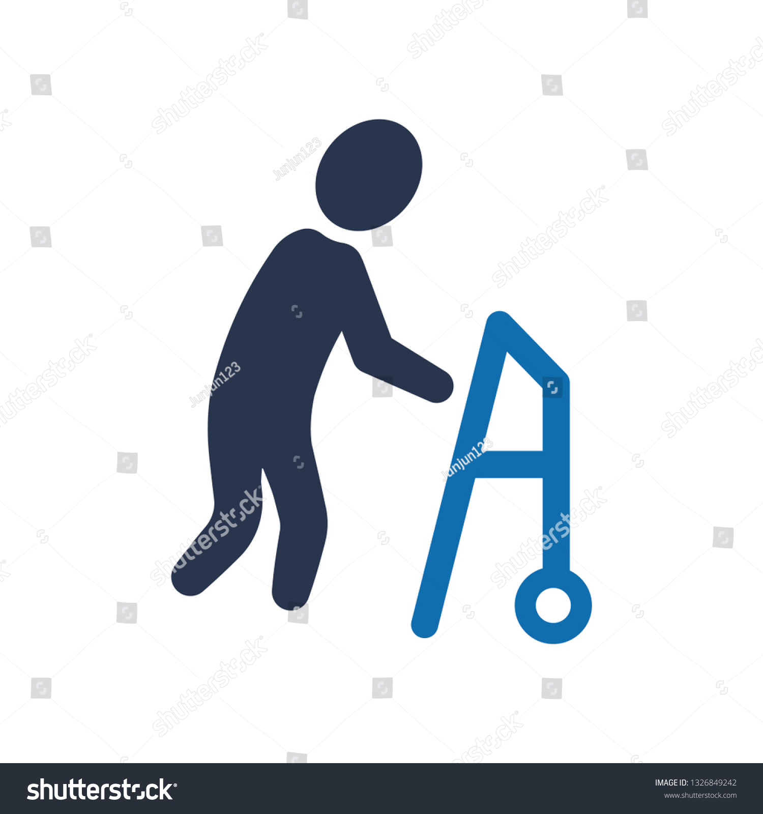 Geriatrics Icon Walker Icon Stock Vector (Royalty Free) 1326849242 ...