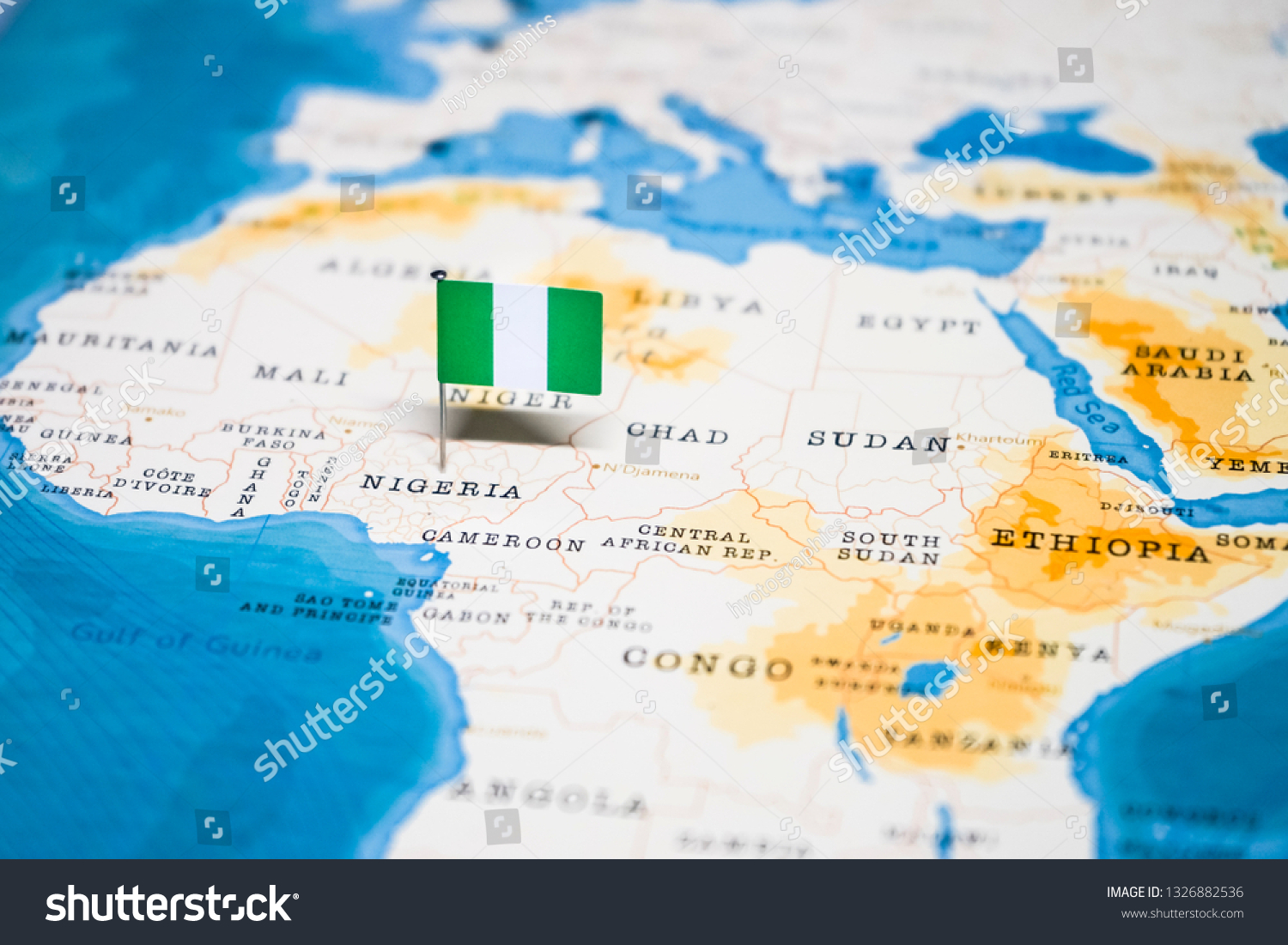 Flag Nigeria World Map Stock Photo 1326882536 Shutterstock Stock Photo The Flag Of Nigeria In The World Map 1326882536