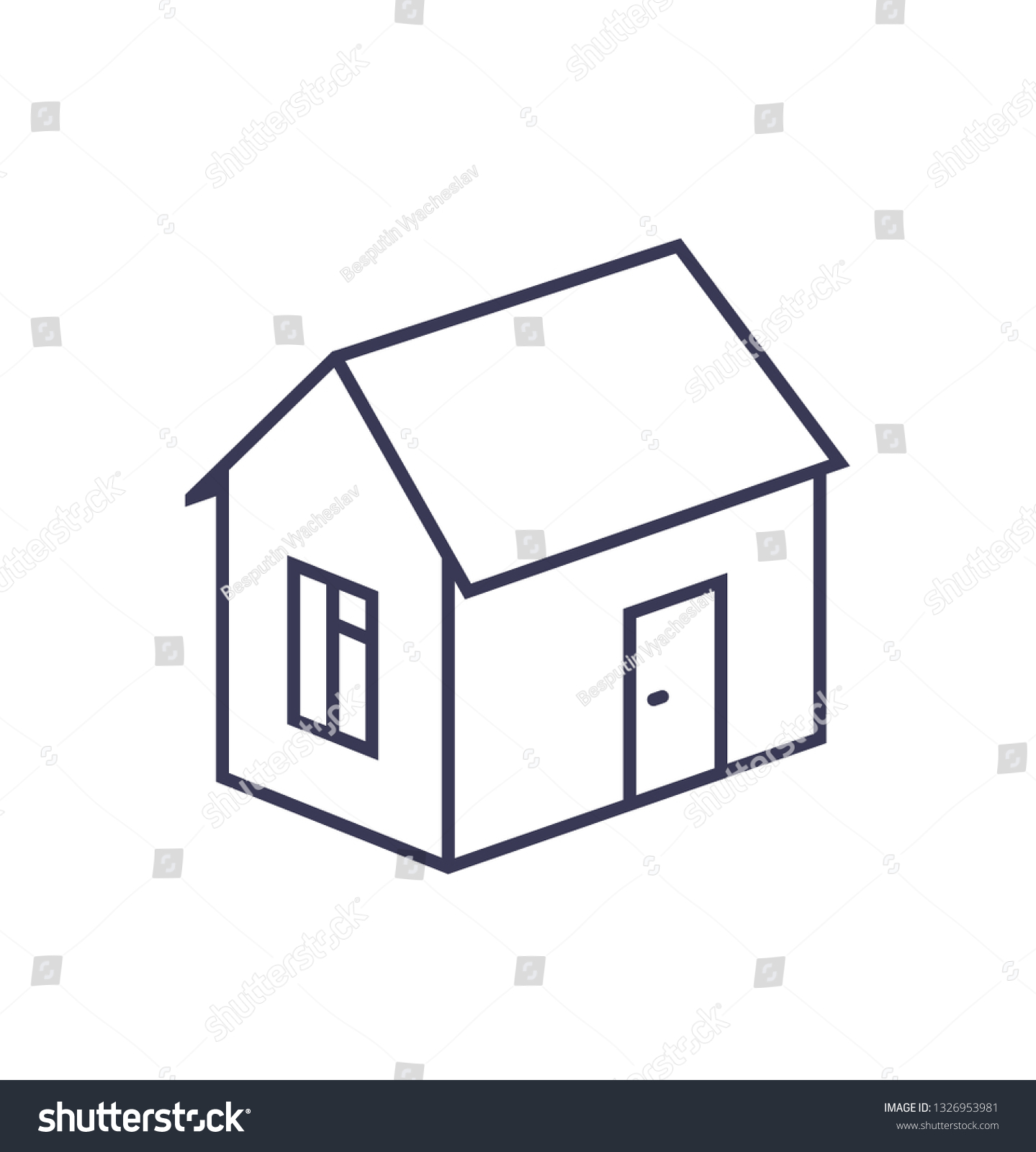 Outline Image House On White Background Stock Vector (Royalty Free ...