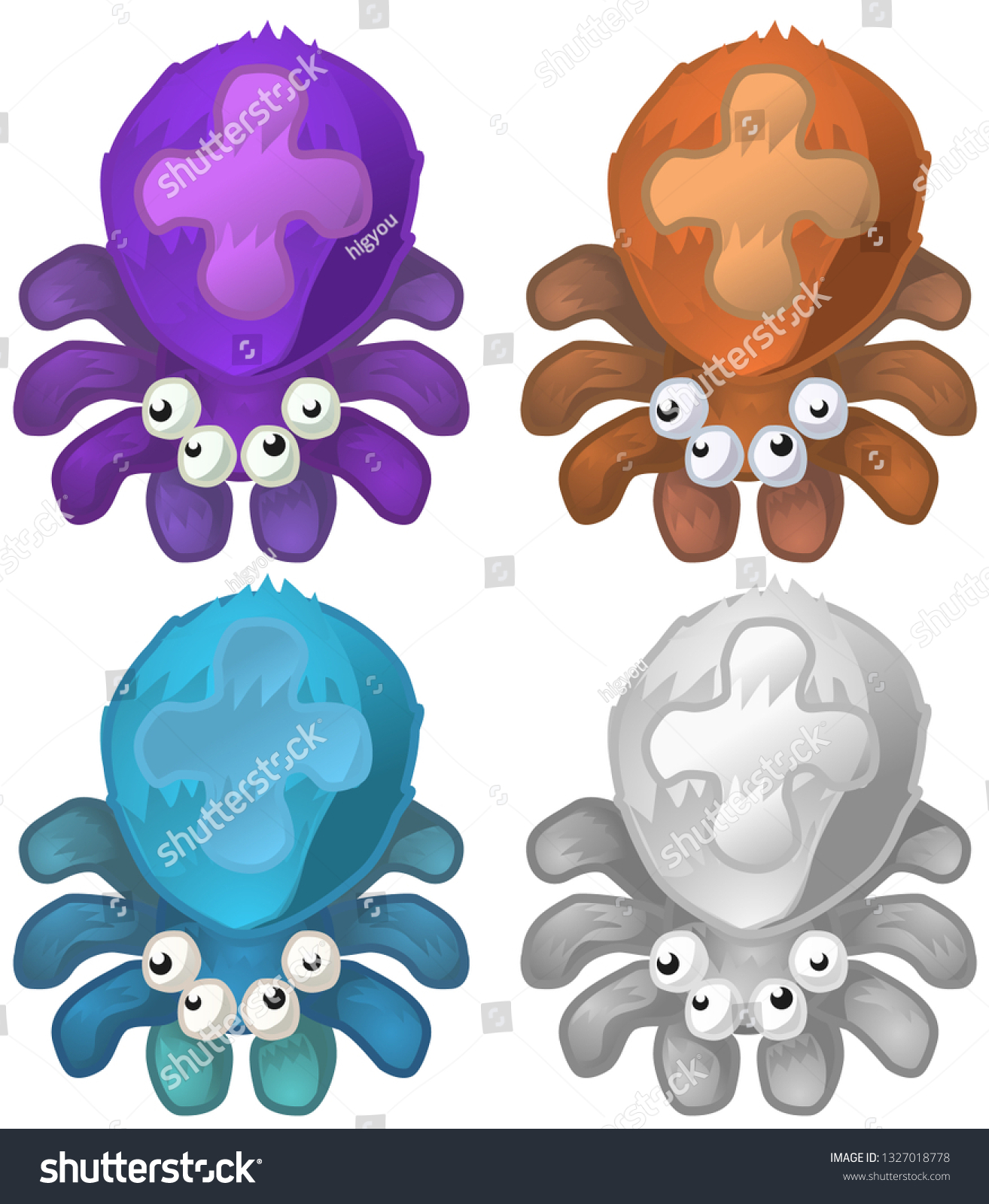 Spider Cartoon Character Color Variants Set Stock Vector (Royalty Free ...