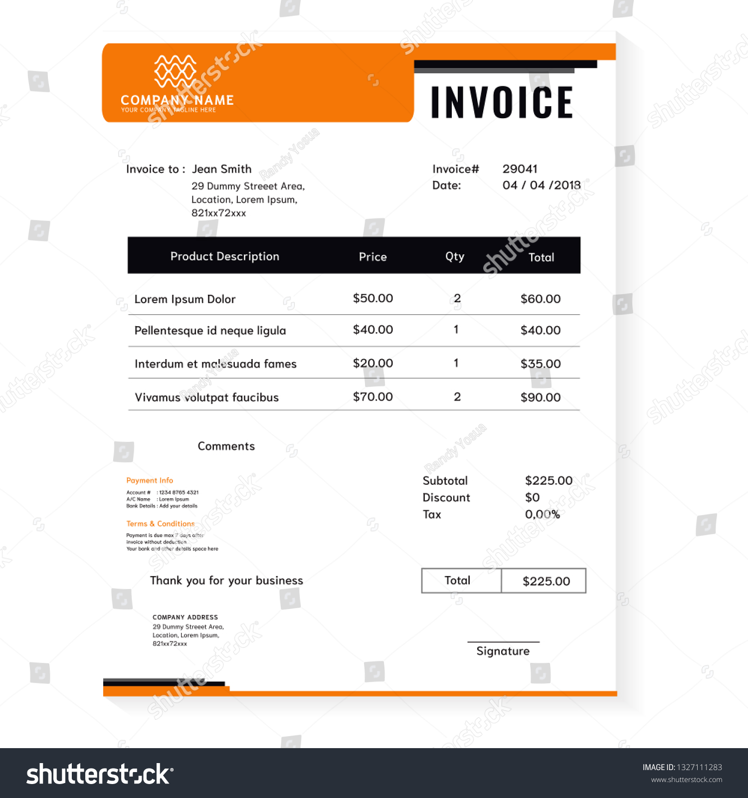 Orange Modern Business Invoce Template Vektor Stock Vector (Royalty Orange Modern Business Invoce Template Vektor Stock Vector (Royalty