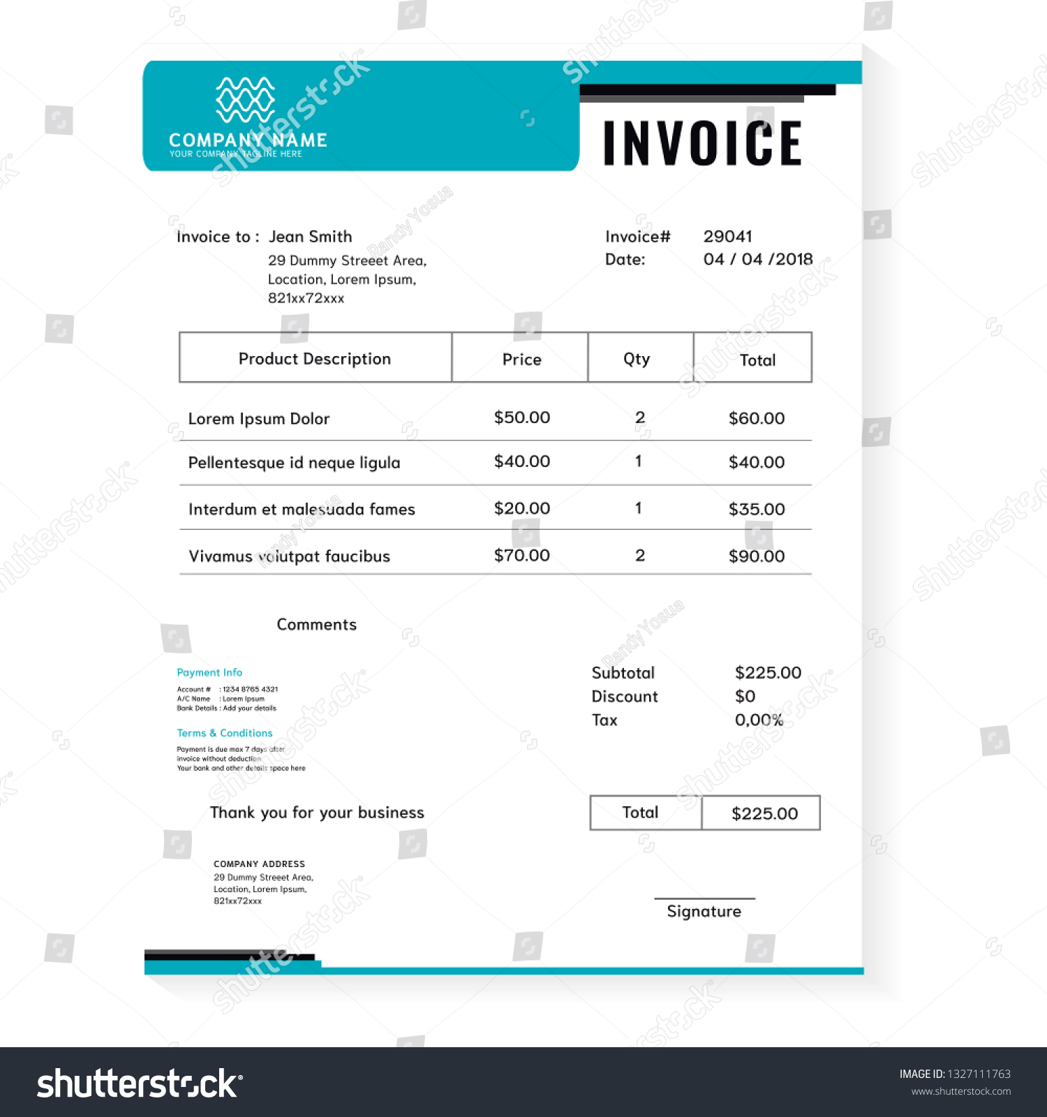 Blue Modern Business Invoce Template Vektor Stock Vector (Royalty Free Blue Modern Business Invoce Template Vektor Stock Vector (Royalty Free