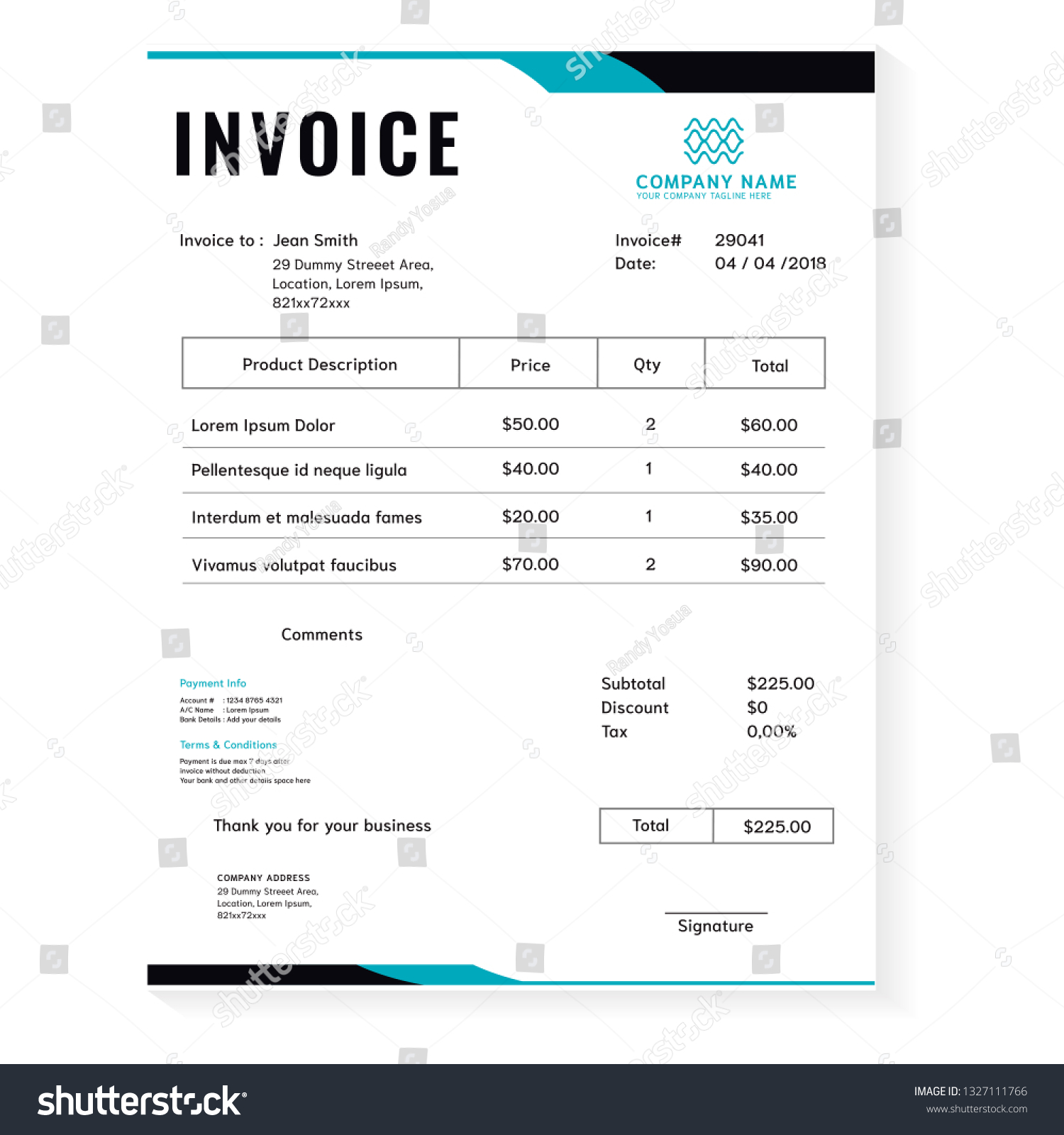 Blue Modern Business Invoce Template Vektor Stock Vector (Royalty Free Blue Modern Business Invoce Template Vektor Stock Vector (Royalty Free