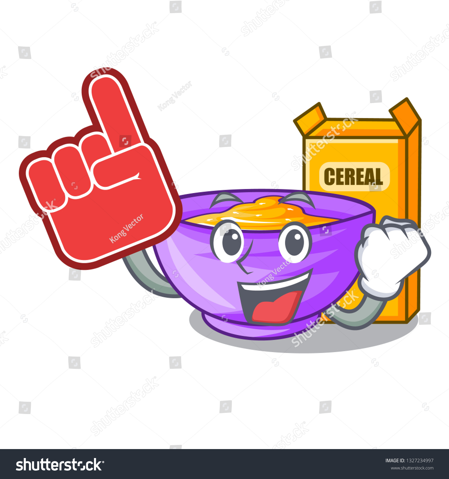 Foam Finger Cereal Box Isolated Cartoons Stock Vector Royalty Free