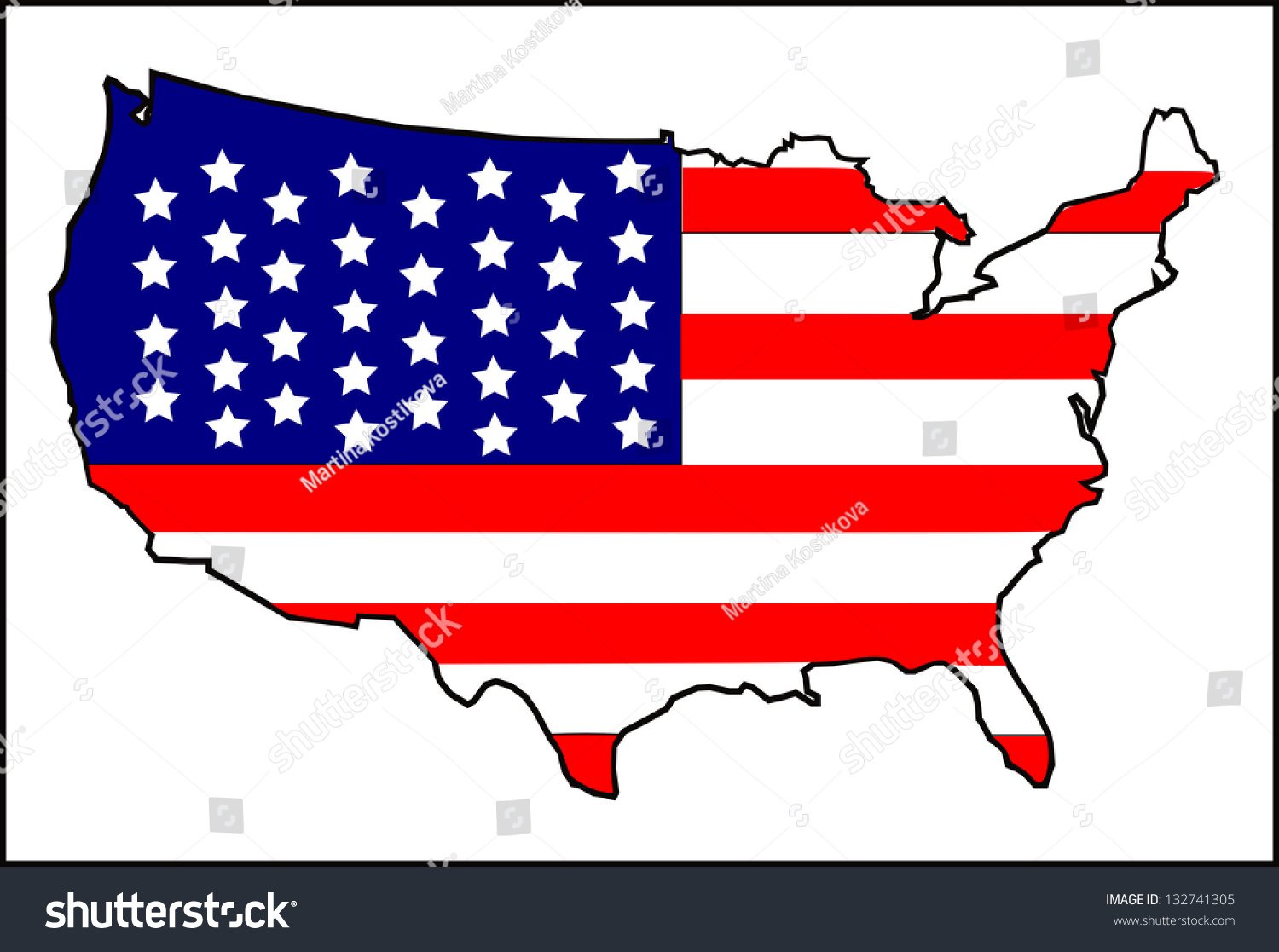 Usa Flag Map Stock Illustration 132741305 | Shutterstock