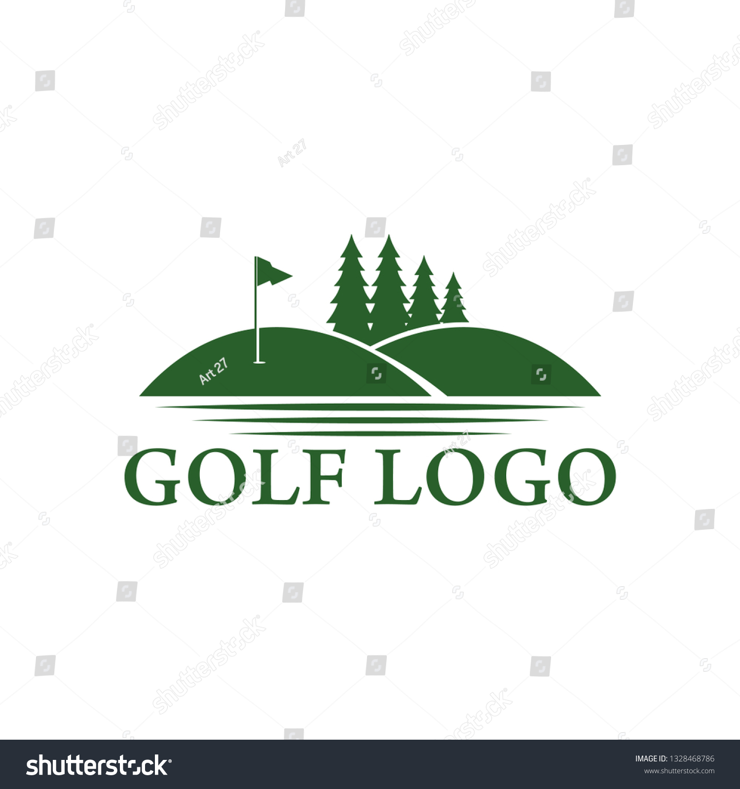 Golf Logo Golf Course Trees Flag Stock Vector (Royalty Free) 1328468786 ...