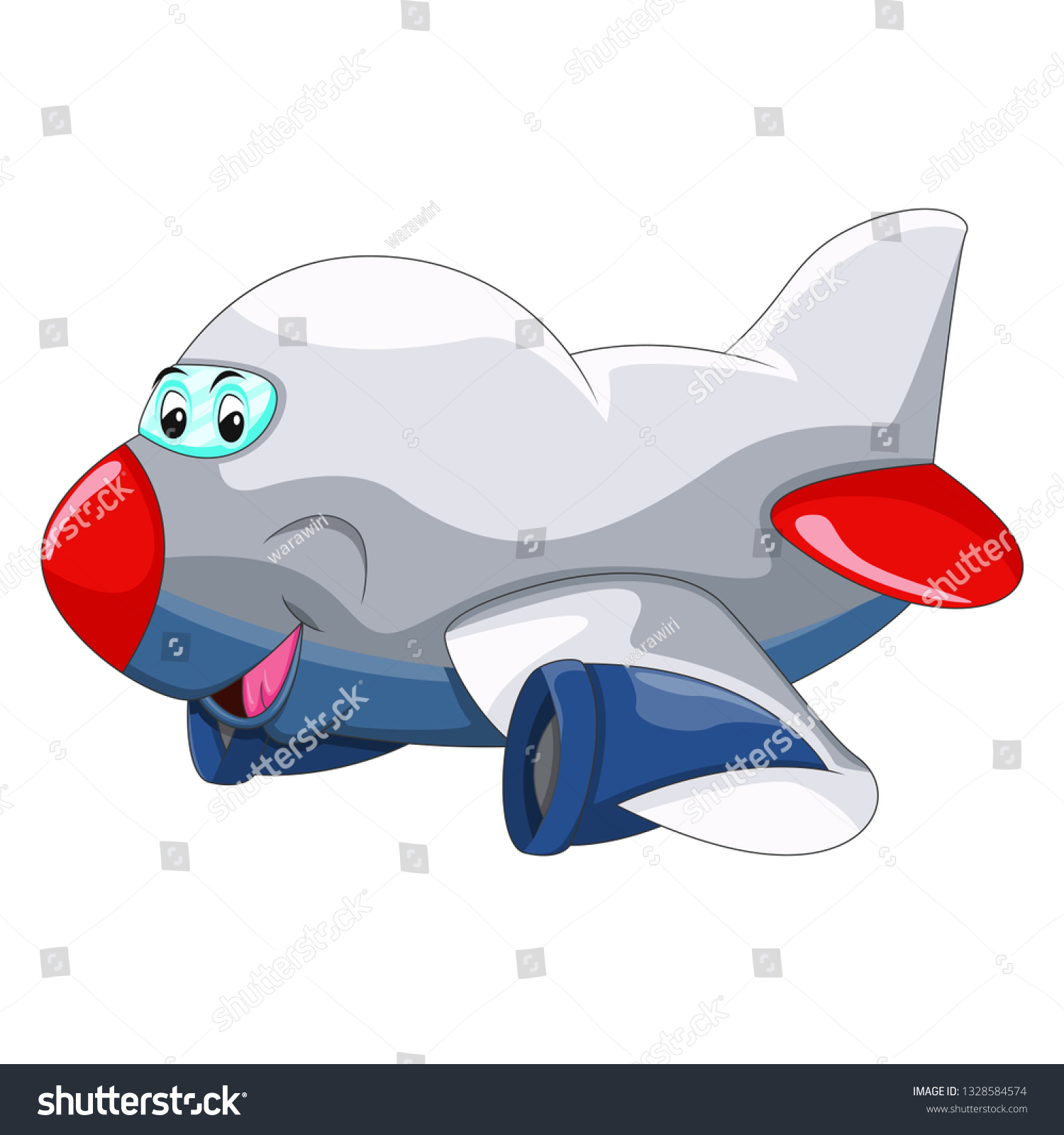 Funny Aeroplane Cartoon Vector Illustration Stock Vector (Royalty Free ...