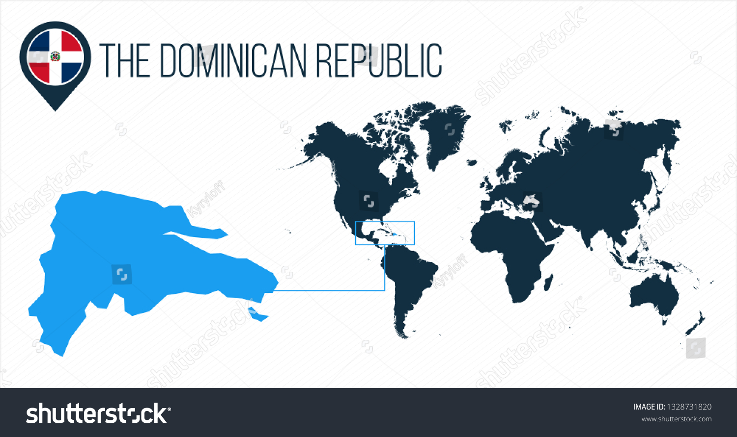 Dominican Republic Map Located On World Stock Vector Royalty Free Stock Vector The Dominican Republic Map Located On A World Map With Flag And Map Pointer Or Pin Infographic Map 1328731820