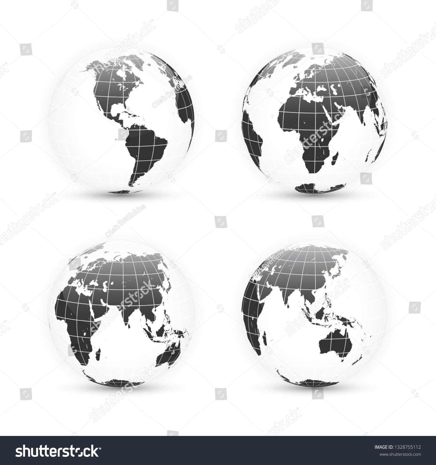 Earth Globe World Map Set Planet Stock Vector (Royalty Free) 1328755112 ...