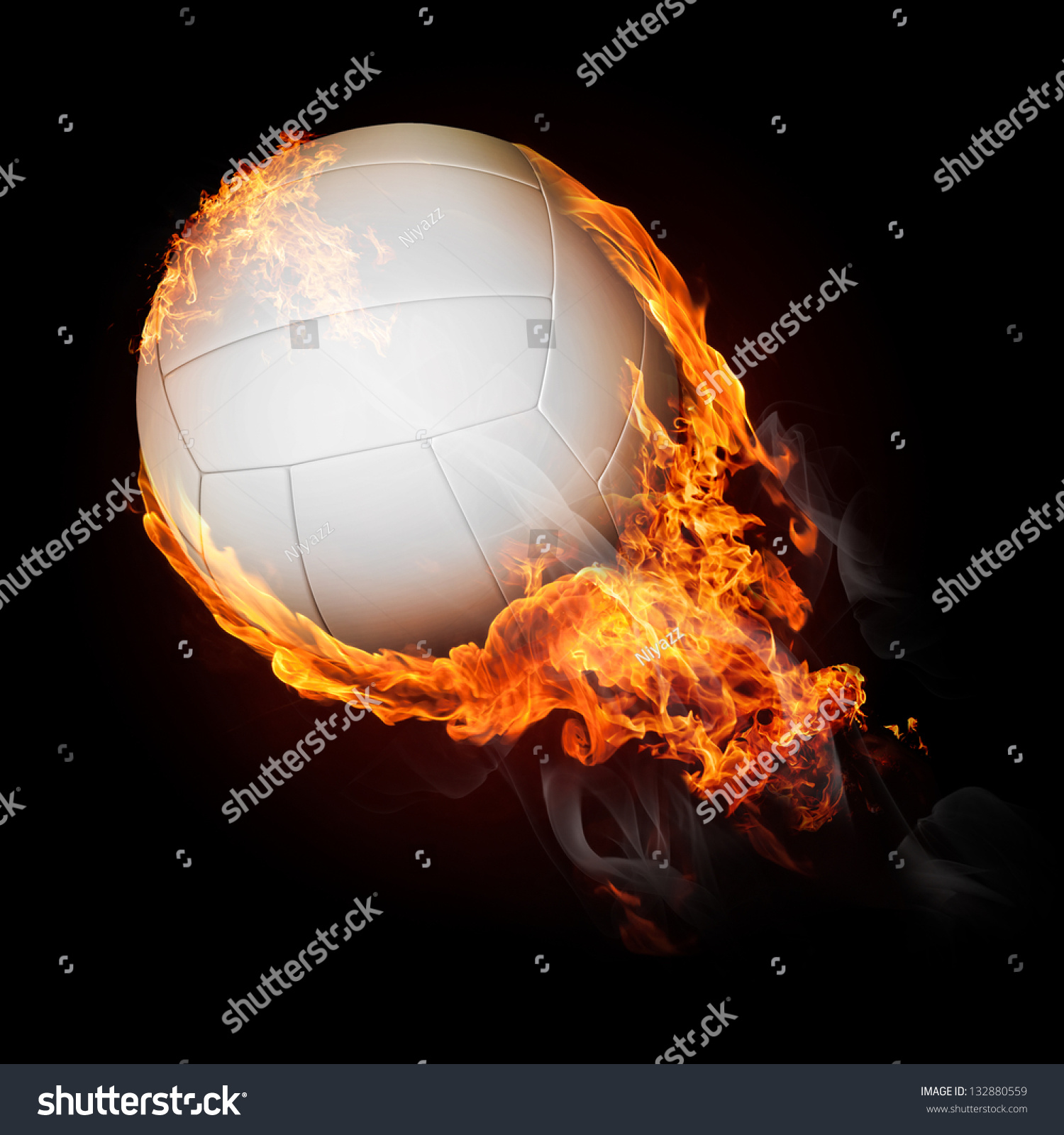 Volleyball Ball On Fire Flying Illustration Stock Illustration ...