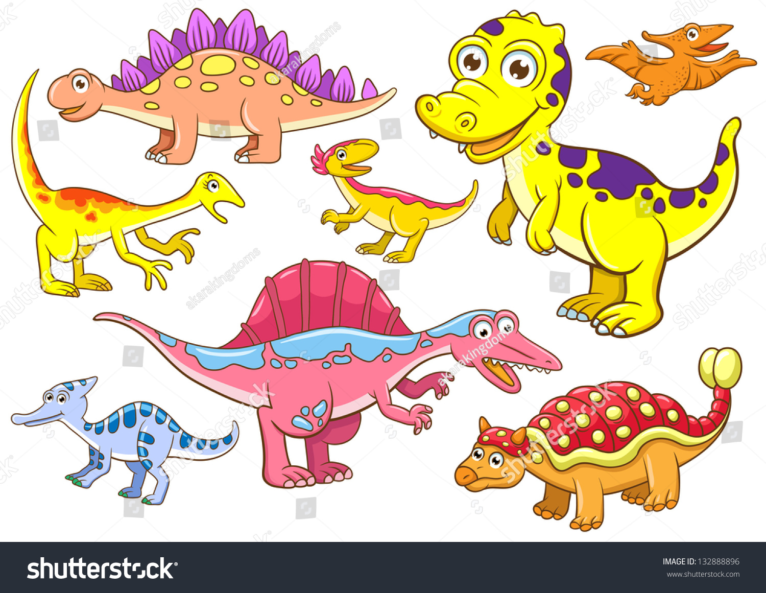 Cute Dinosaurs Eps10 File Simple Gradients Stock Vector (Royalty Free ...