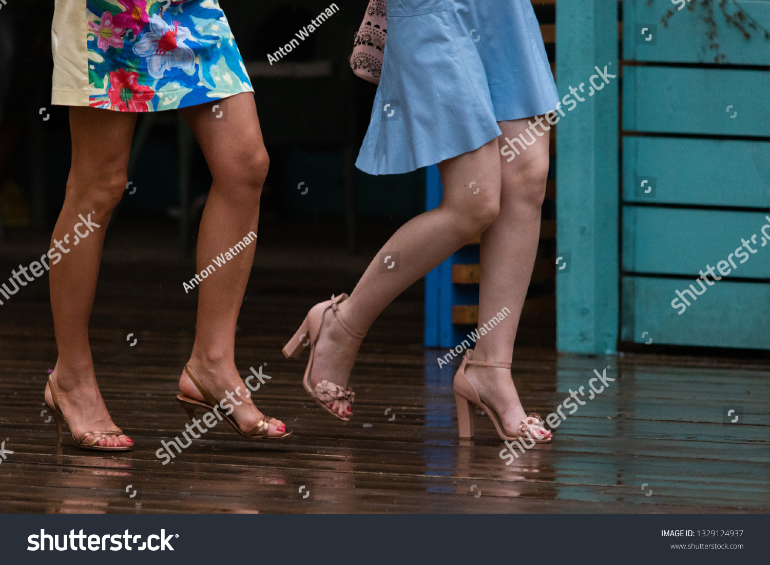 heels in the rain