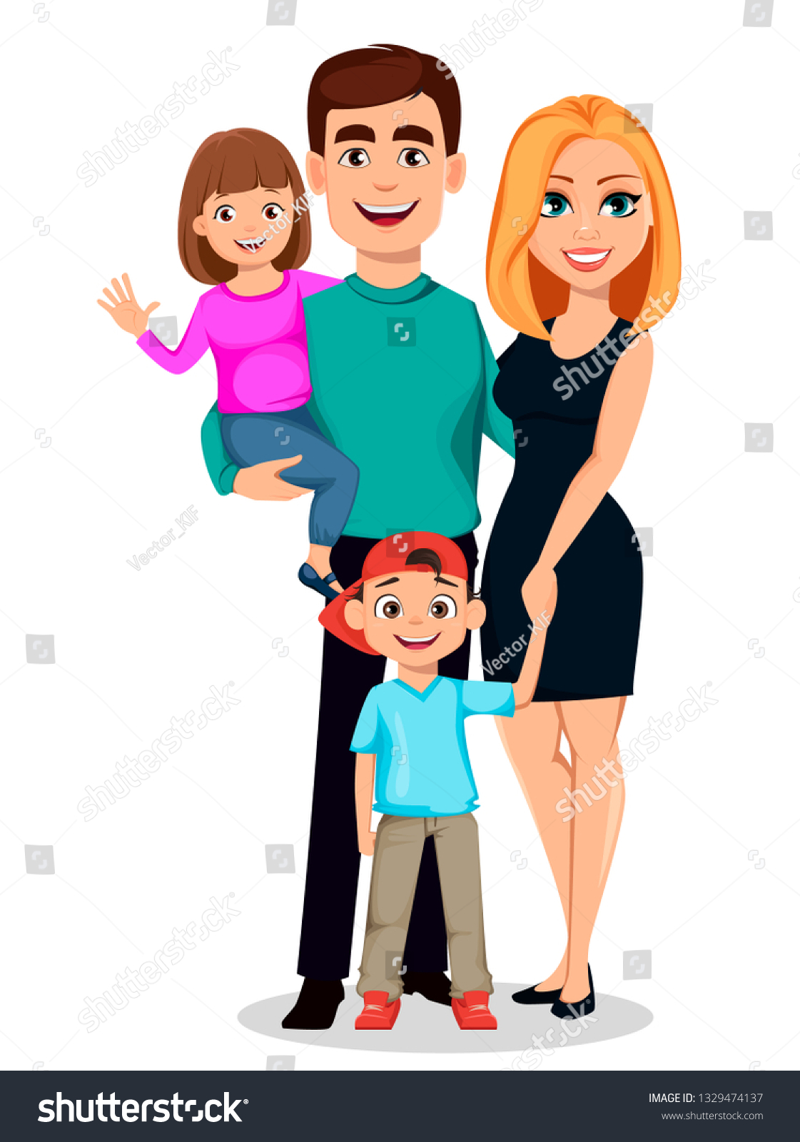 Happy Family Father Mother Son Daughter Stock Vector (Royalty Free ...