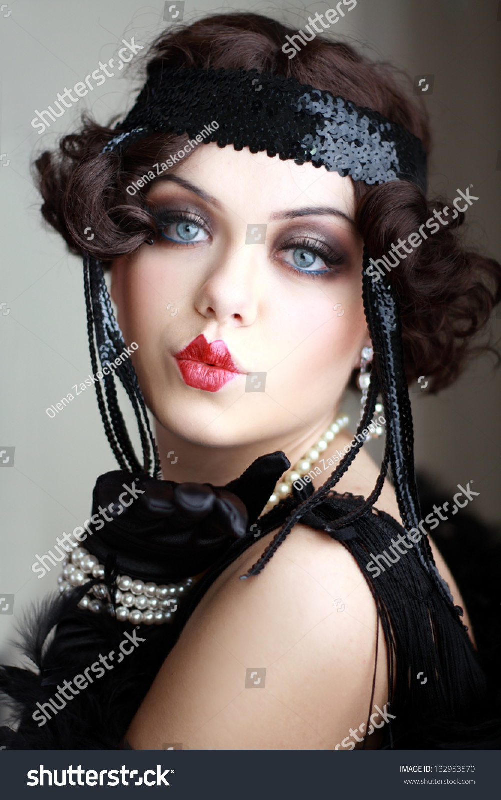 Girl Dreaming Beautiful Young Flapper Woman Stock Photo 132953570 ...