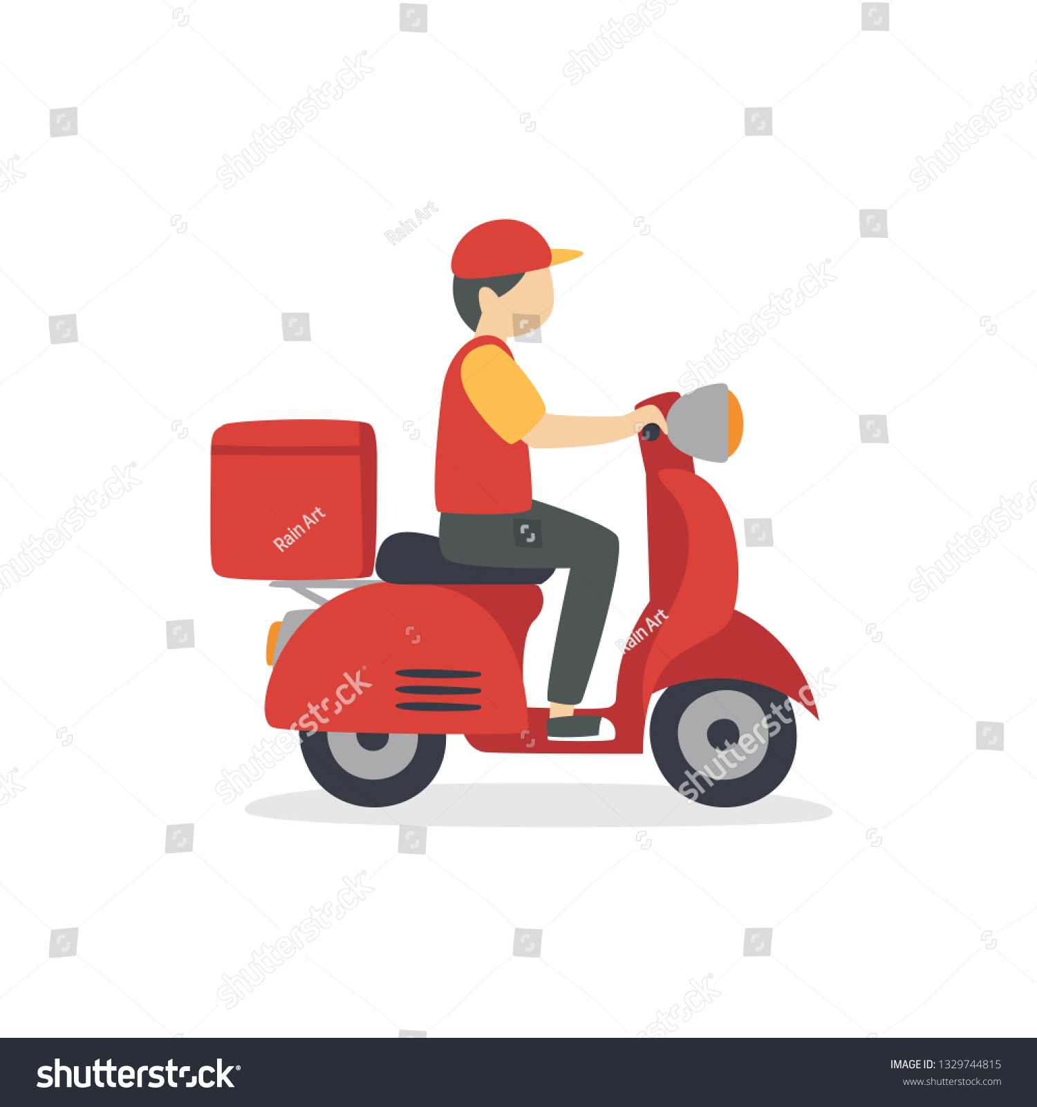 Food Delivery Man Riding Red Scooter Stock Vector (royalty Free 