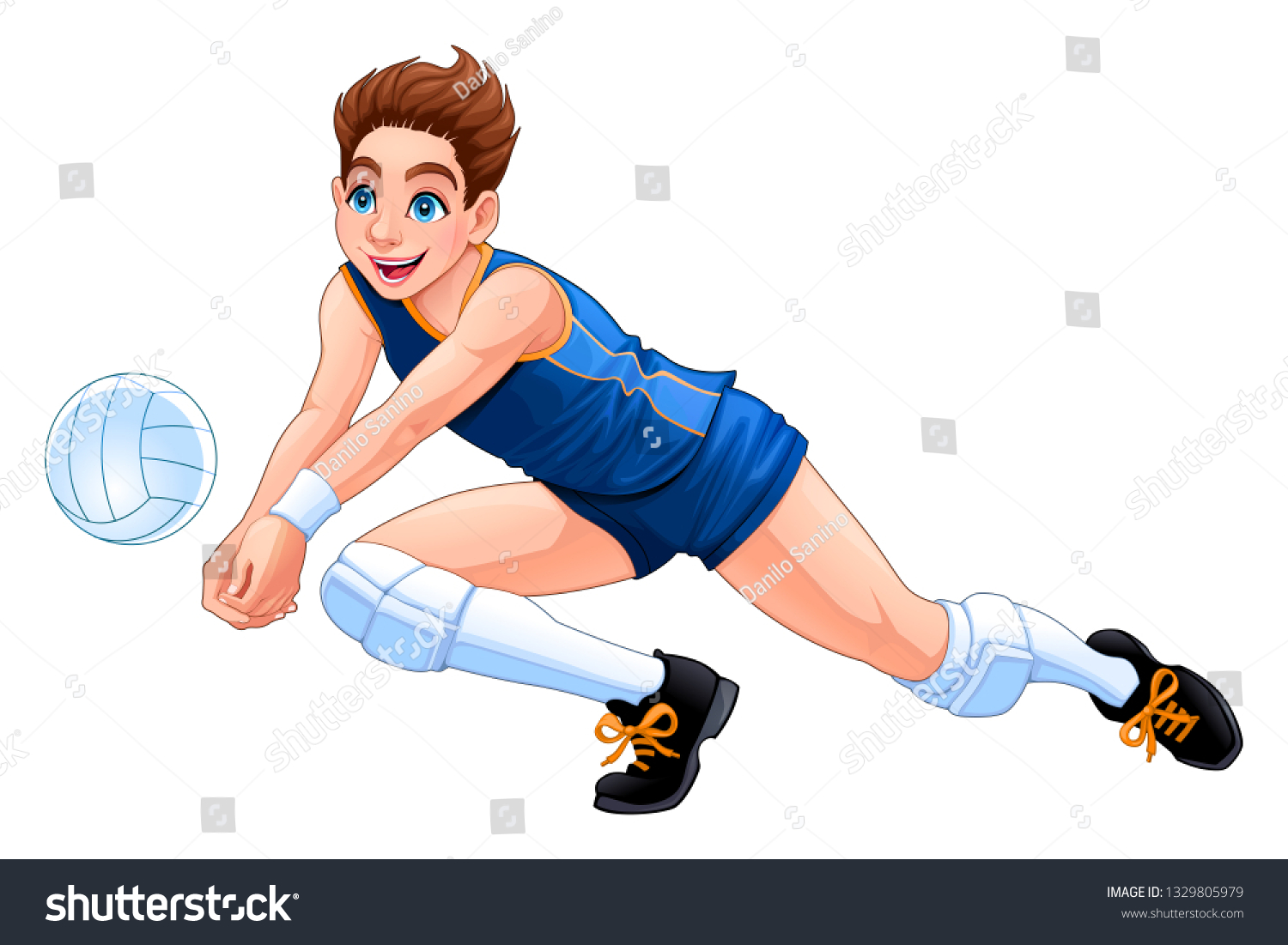 Isolated Volleyball Boy Player Vector Cartoon Stock Vector (Royalty ...