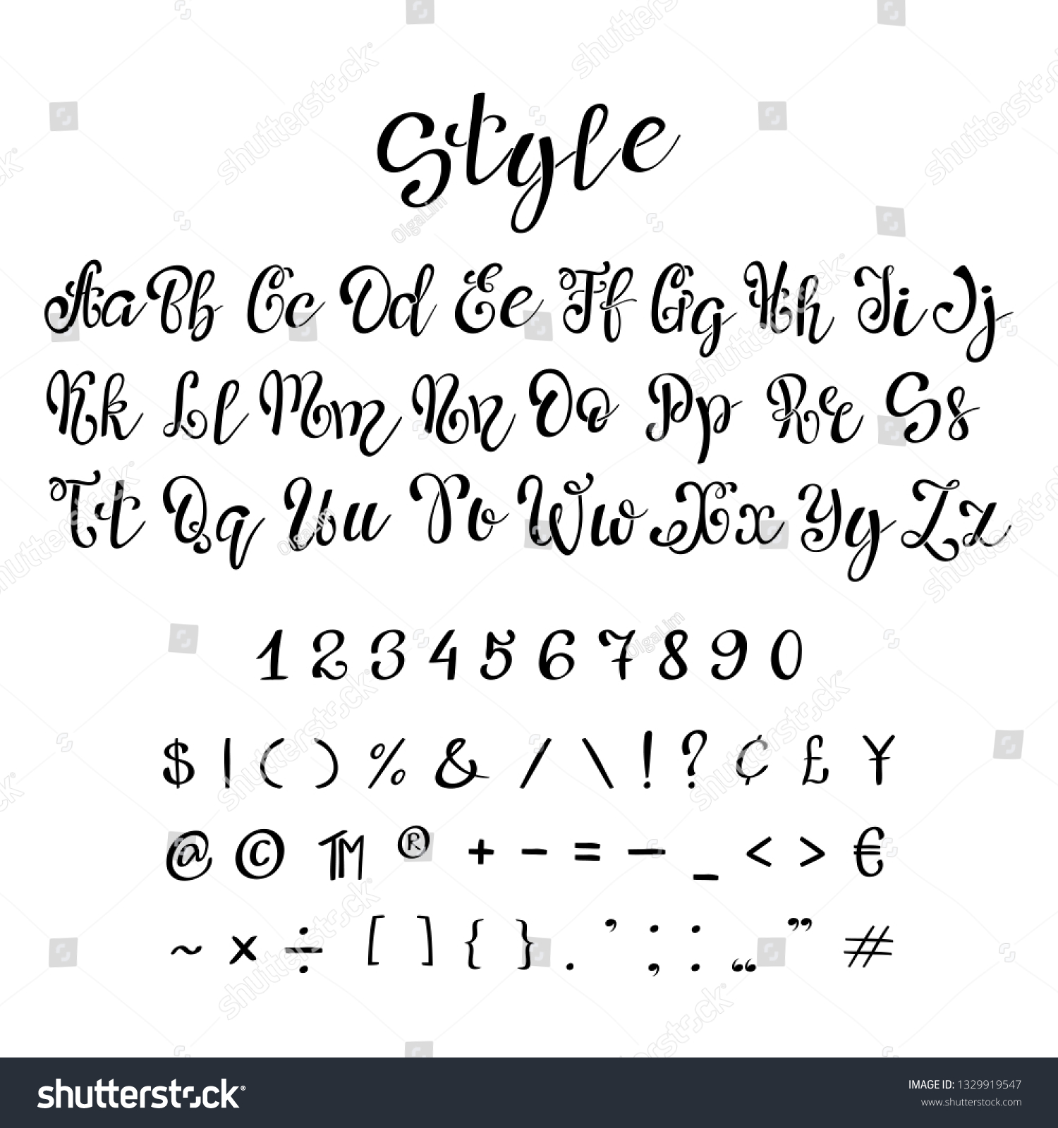 Handwritten Calligraphy Font Vector Alphabet Hand Stock Vector (Royalty ...