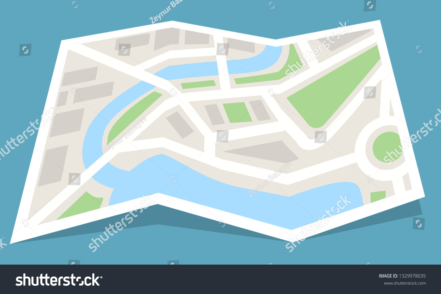 Folded Map Paper Icon Flat Color Stock Vector (royalty Free) 1329978035 