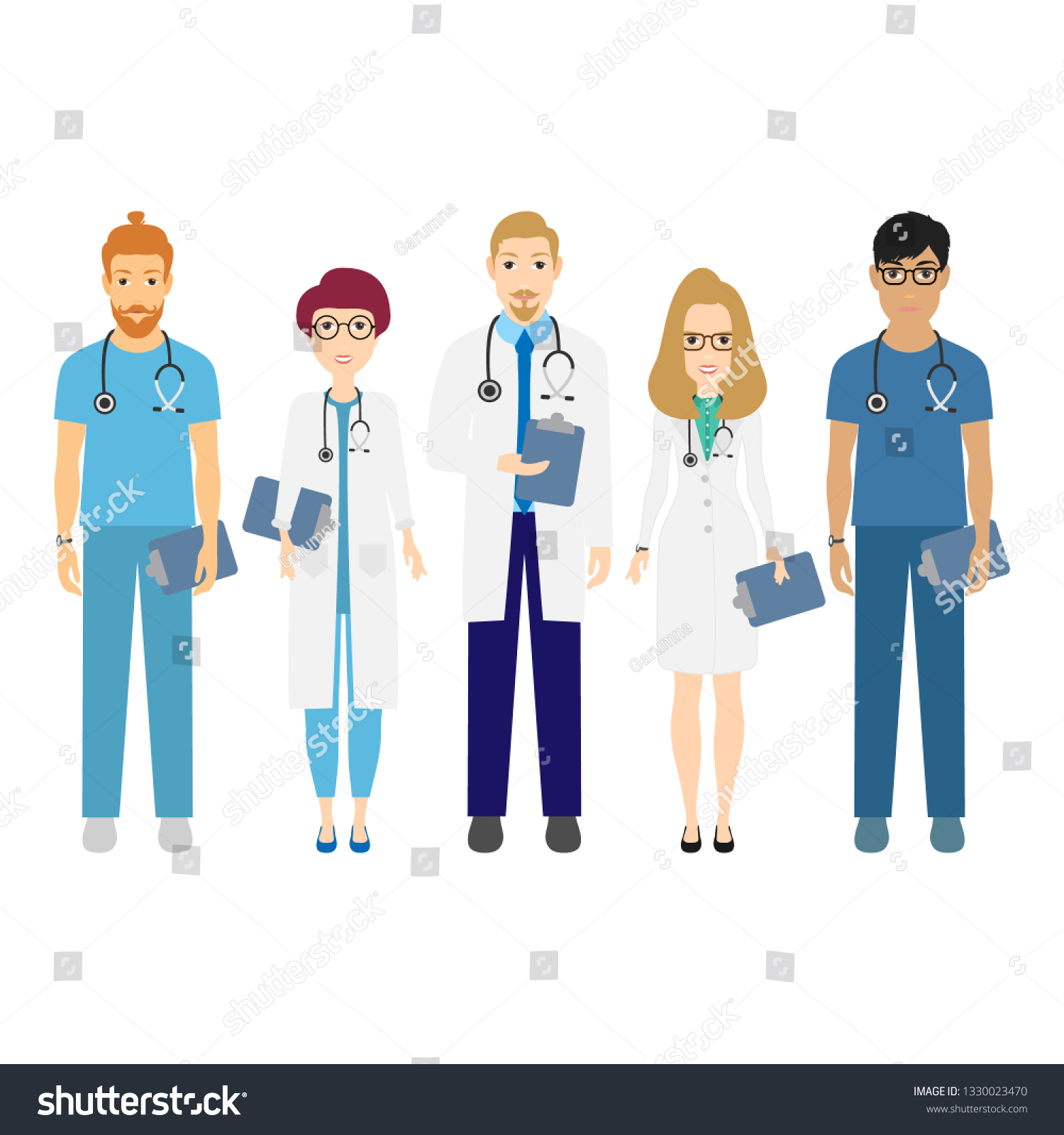 Hospital Medical Staff Team Doctors Nurses Stock Vector (Royalty Free ...