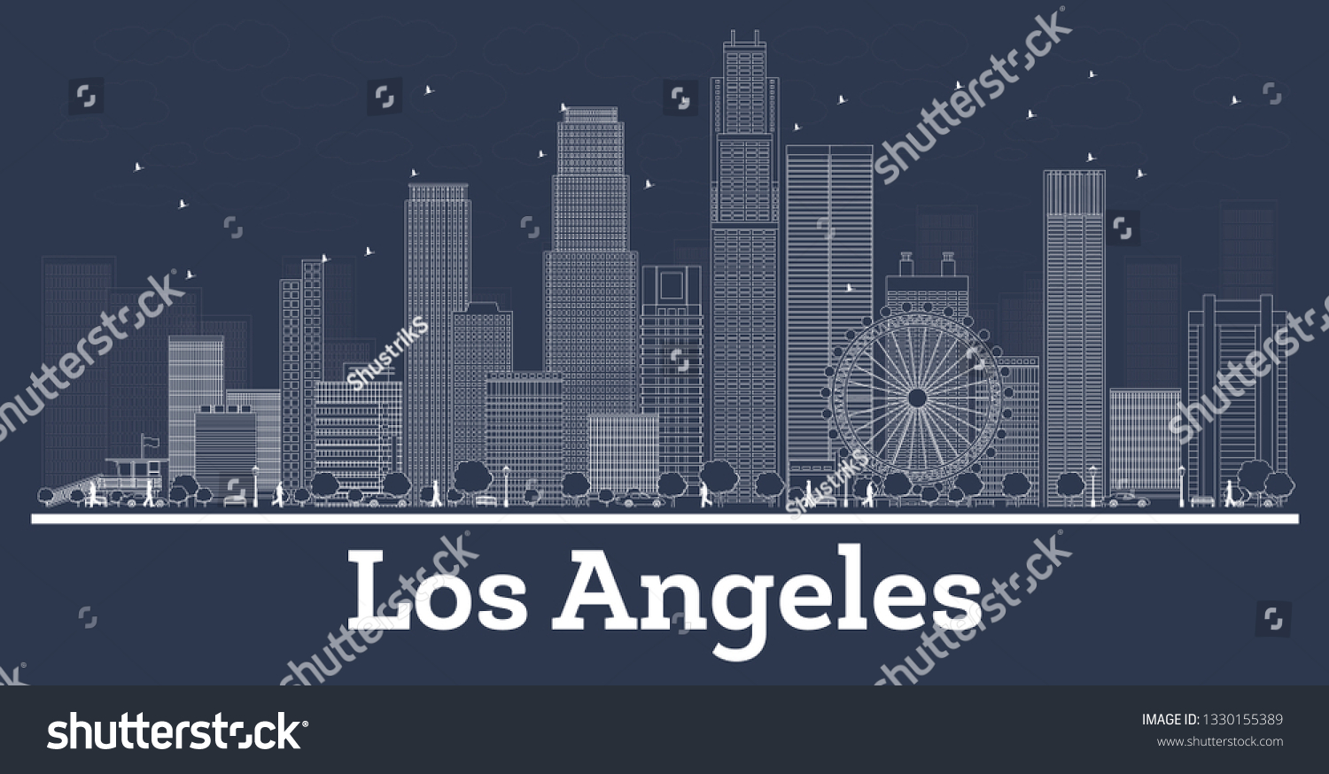 Outline Los Angeles California City Skyline Stock Vector (Royalty Free ...