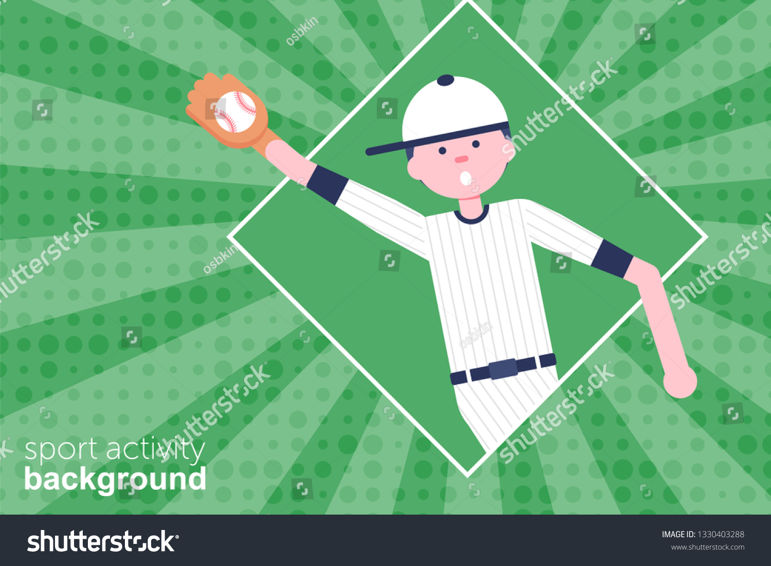 Vector Illustration Baseball Cartoon Character Flat Stock Vector Royalty Free 1330403288 1289