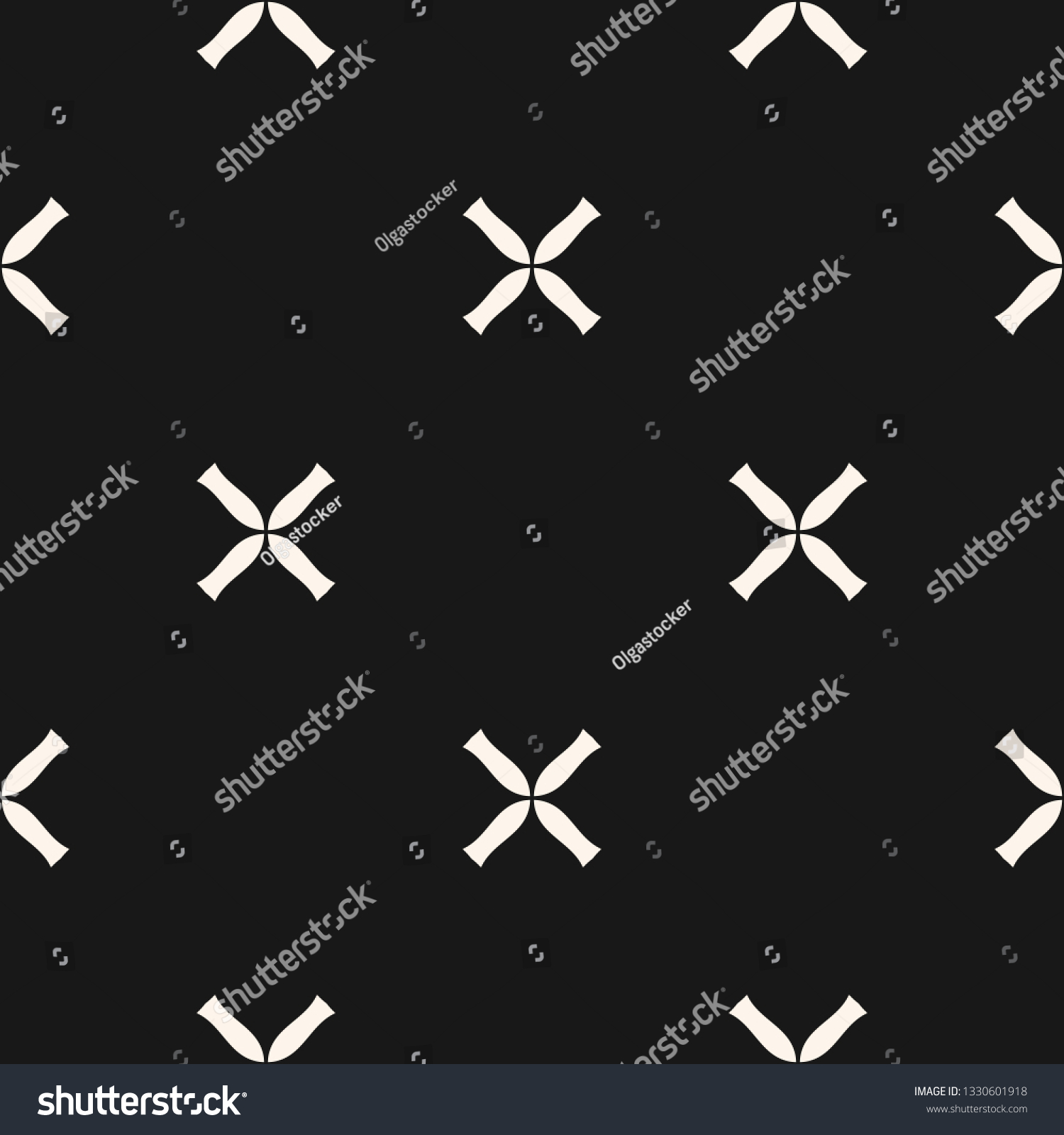 Simple Vector Geometric Floral Pattern Black Stock Vector (Royalty Free ...