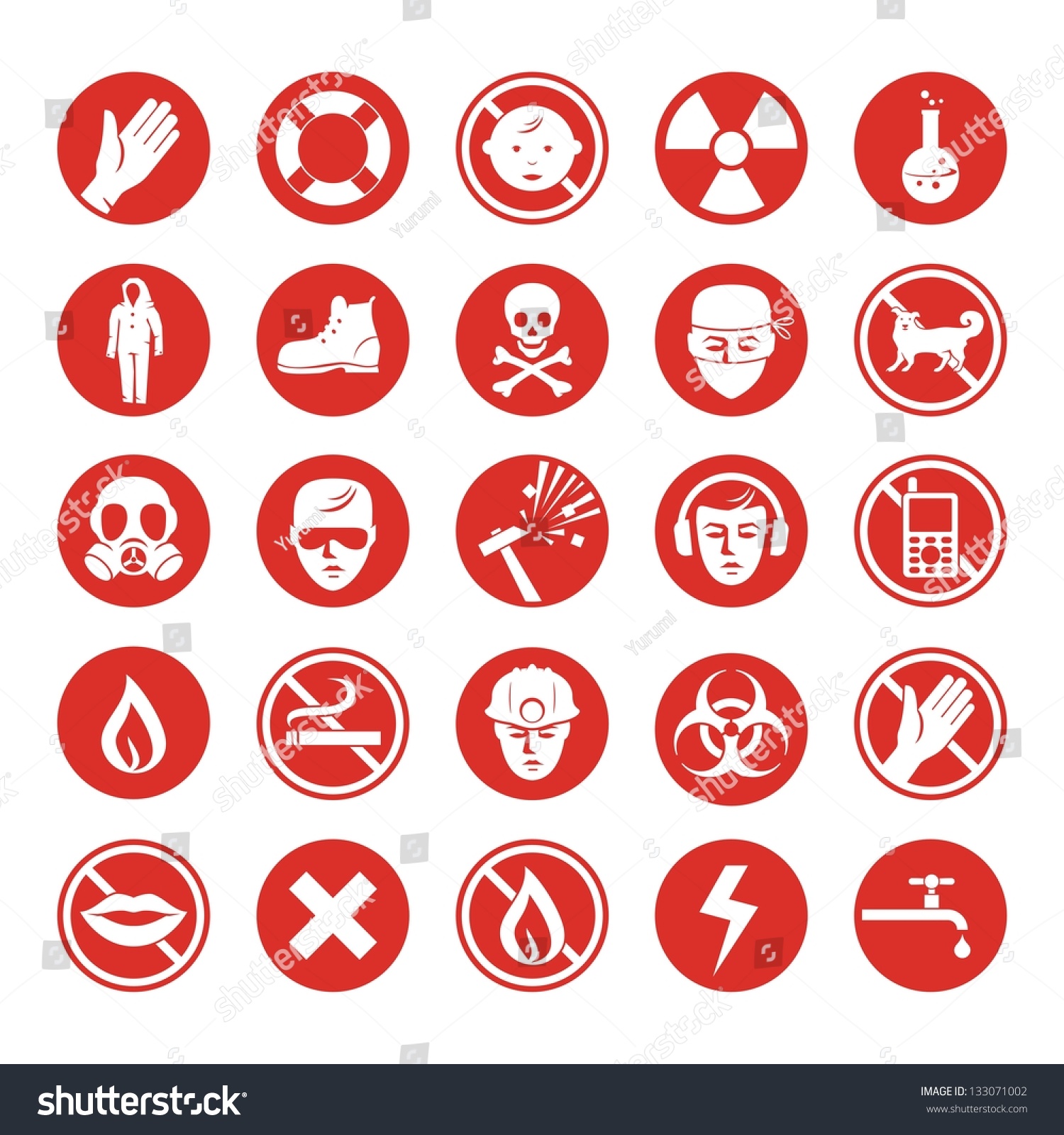 Work Protection Set Various Icons Stock Vector (Royalty Free) 133071002 ...